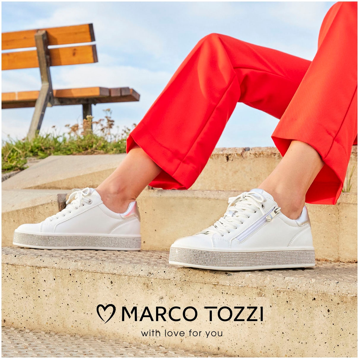 MARCO TOZZI Plateausneaker  , Freizeitschuh, Halbschuh, Schnürschuh in veganer Verarbeitung