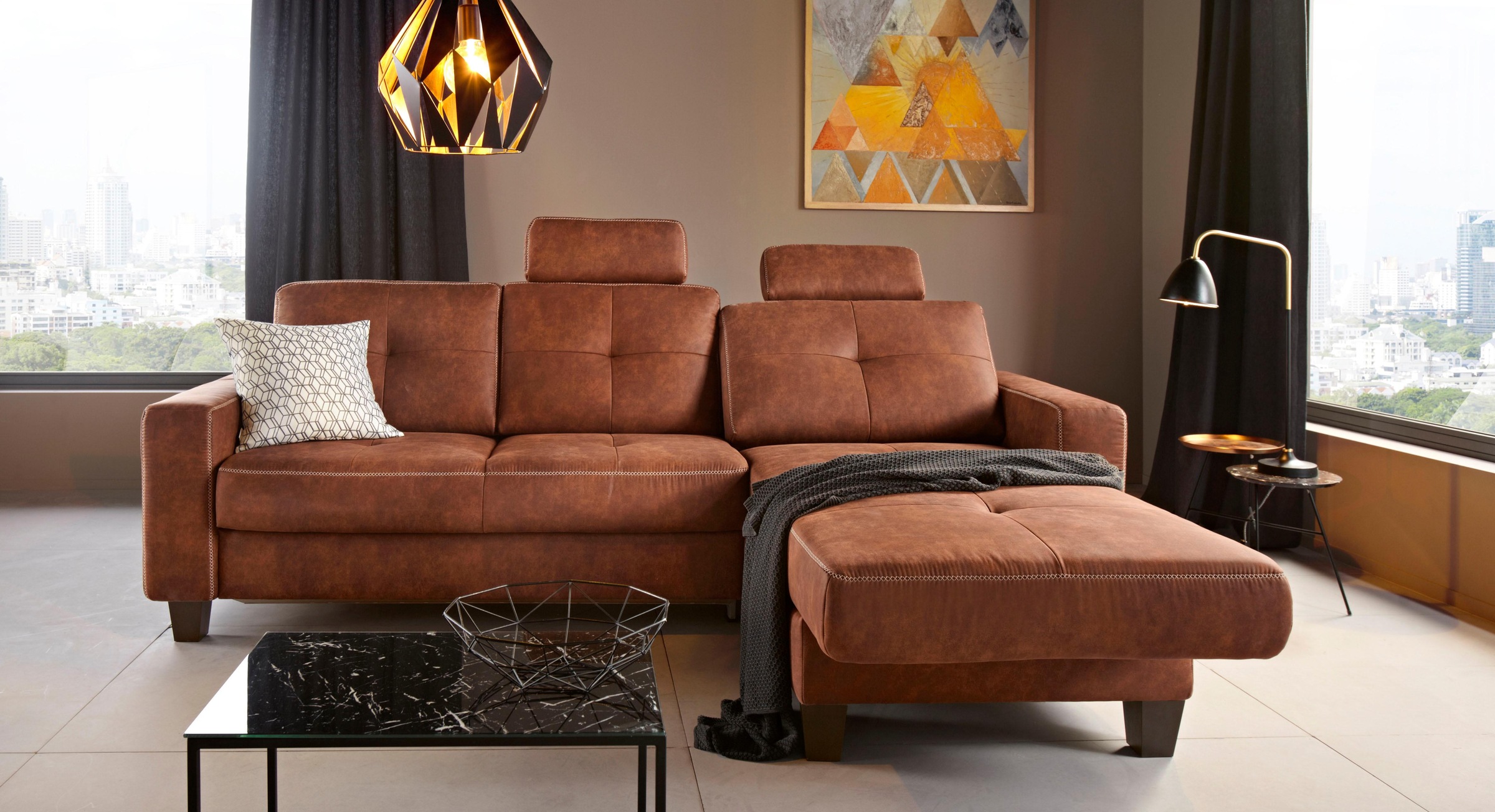 Places of Style Ecksofa "Varese", wahlweise mit Bettfunktion und Vorziehfun günstig online kaufen