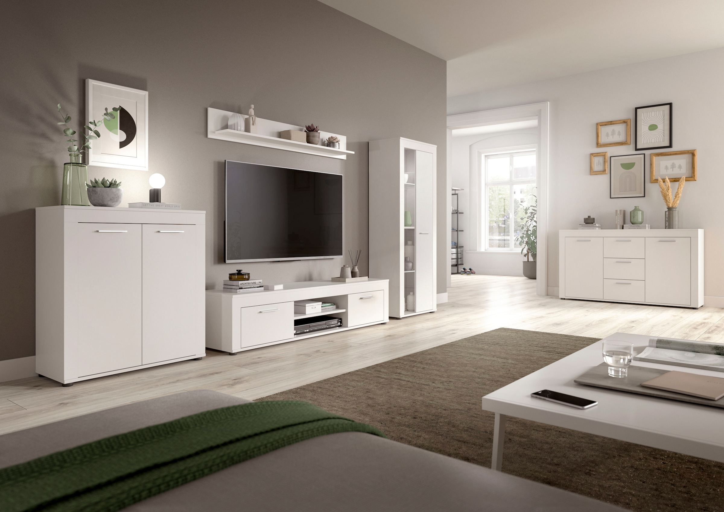 INOSIGN Sideboard »Aosta, Breite 125 cm, in verschiedenen Farbausführungen«, mit 2 Türen und 3 Schubkästen, Wohnzimmer, Kommode, Schrank