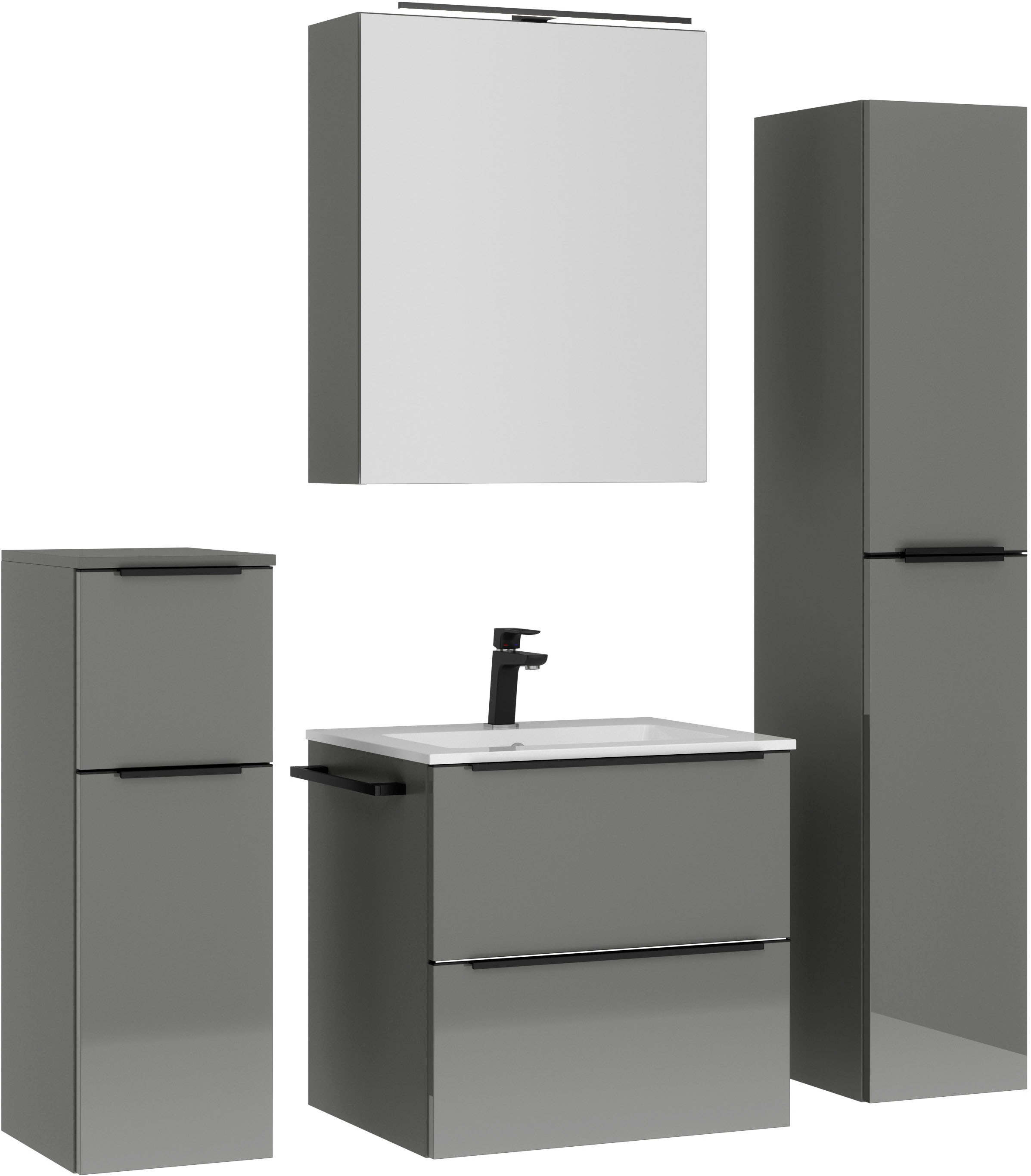 nobilia® Badmöbel-Set »Levere«, (4 St., vormontiert, mit Soft-Close), inkl. günstig online kaufen