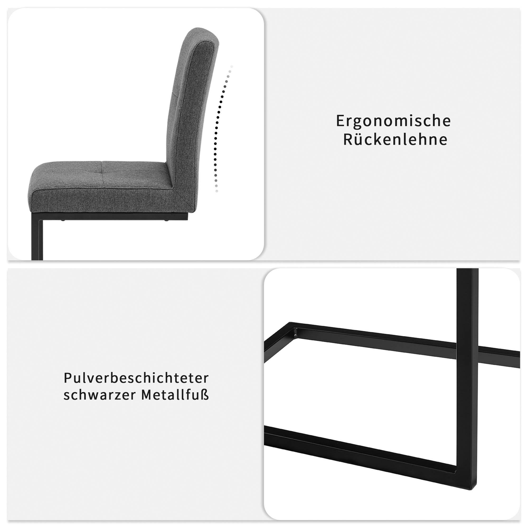 OTTO home Essgruppe »Geranie« Set, 4 tlg. in Eichenoptik mit schwarzem Säulengestell