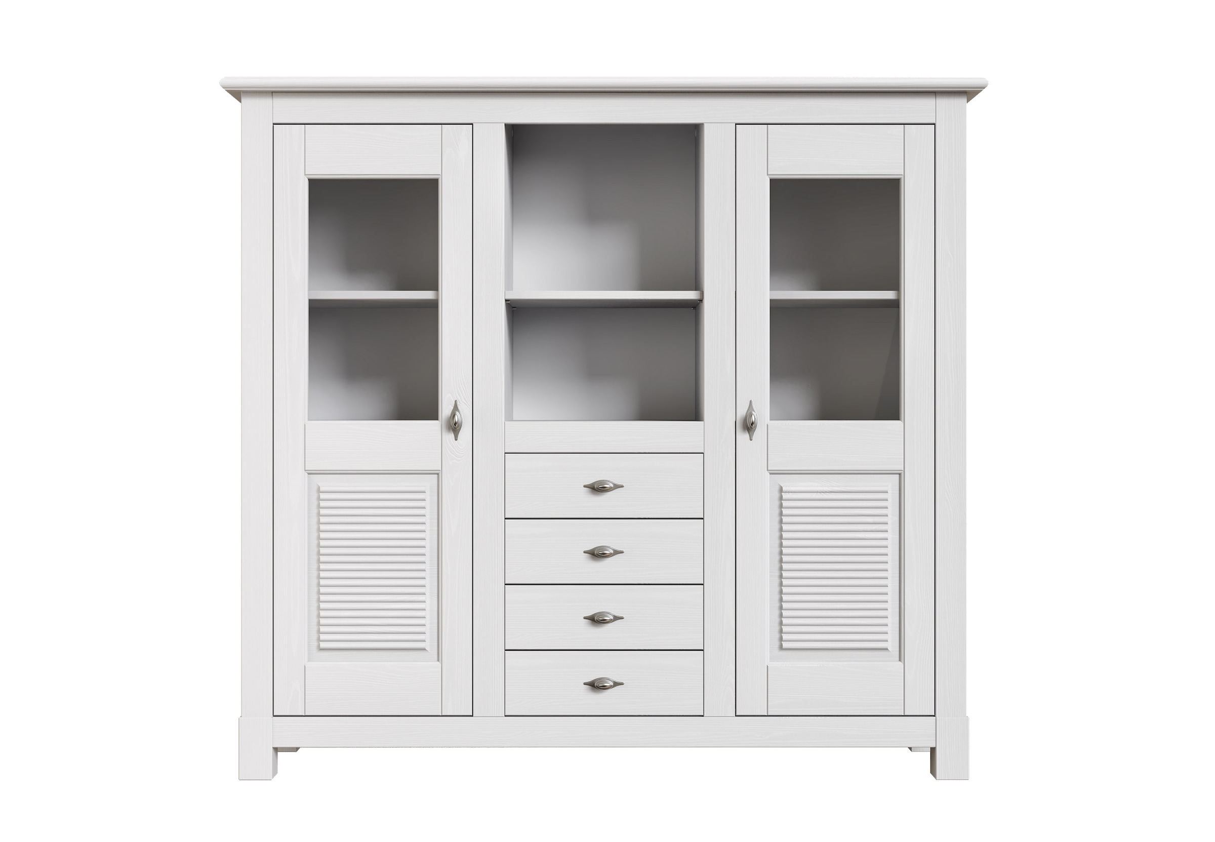 Home affaire Buffet »Rauna«, Highboard, massive Kiefer, Türen mit Glaseinsätzen, B/H 146/134 cm