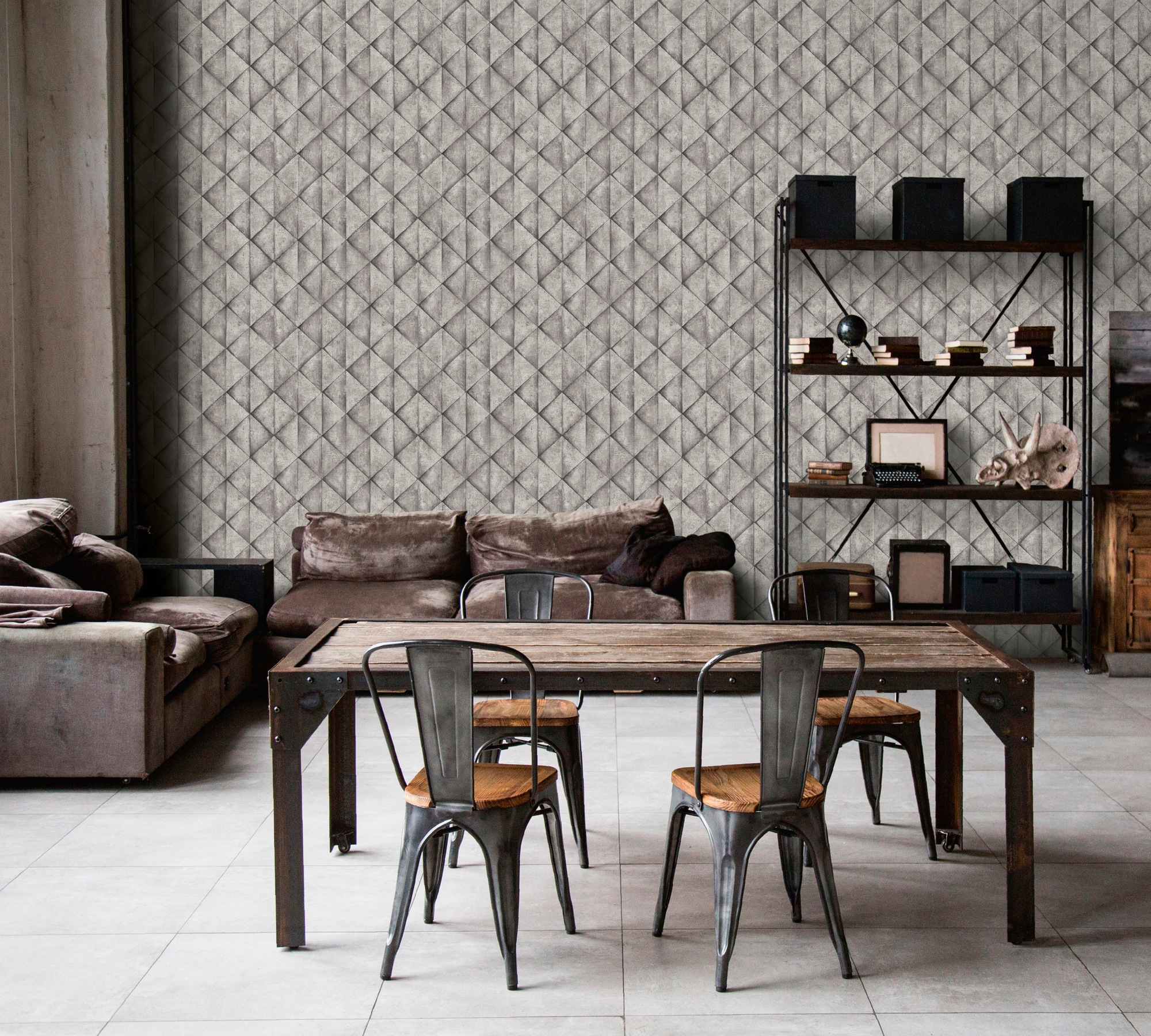 living walls Vliestapete »Industrial«, 3D-Optik-geometrisch-grafisch, Steinoptik Tapete Geometrisch Tapeten Wohnzimmer Schlafzimmer Küche