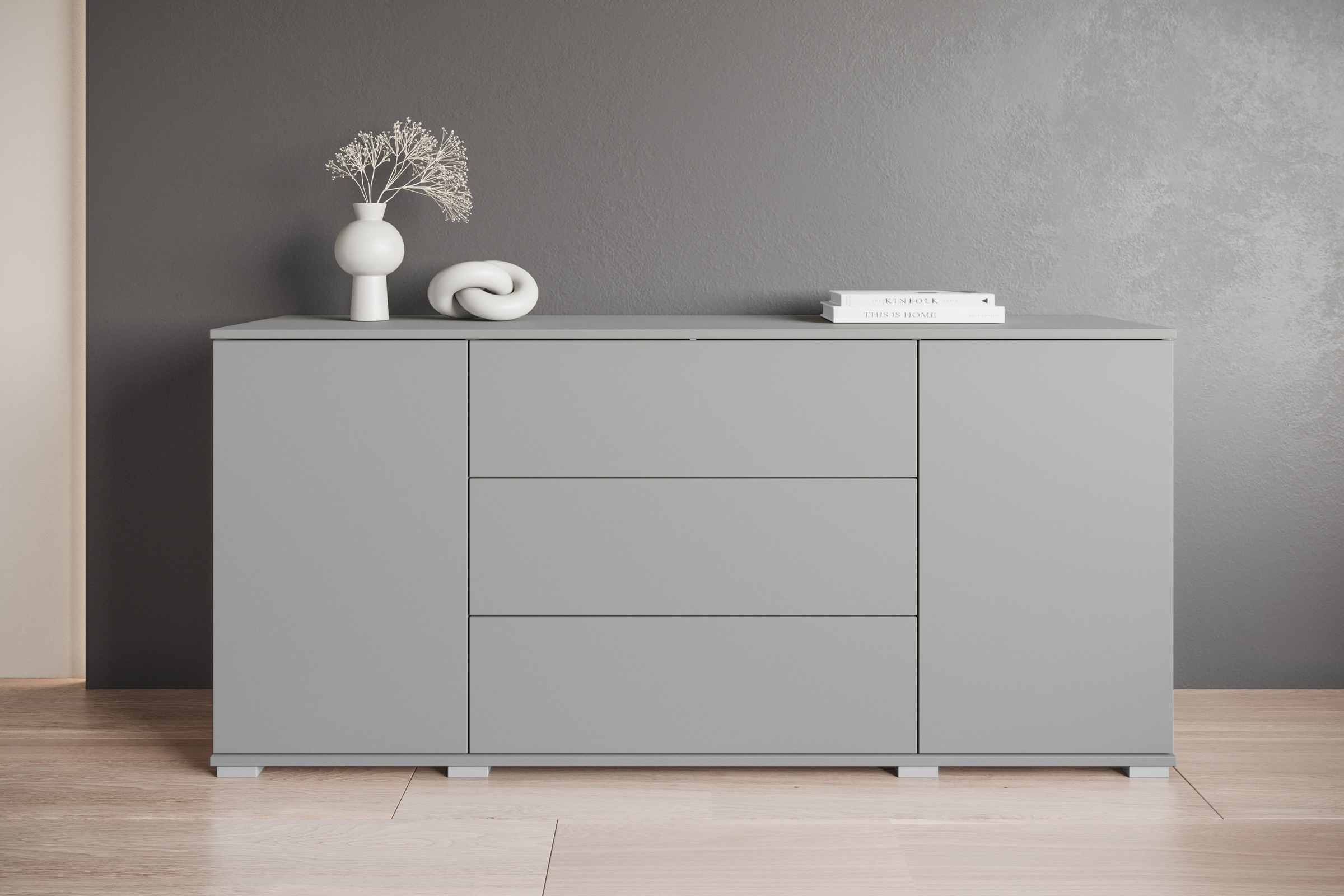 INOSIGN Sideboard »Kenia«, (1 St.), Modernes Sideboard mit 3 Schubladen und 4 Fächern, Breite 150 cm