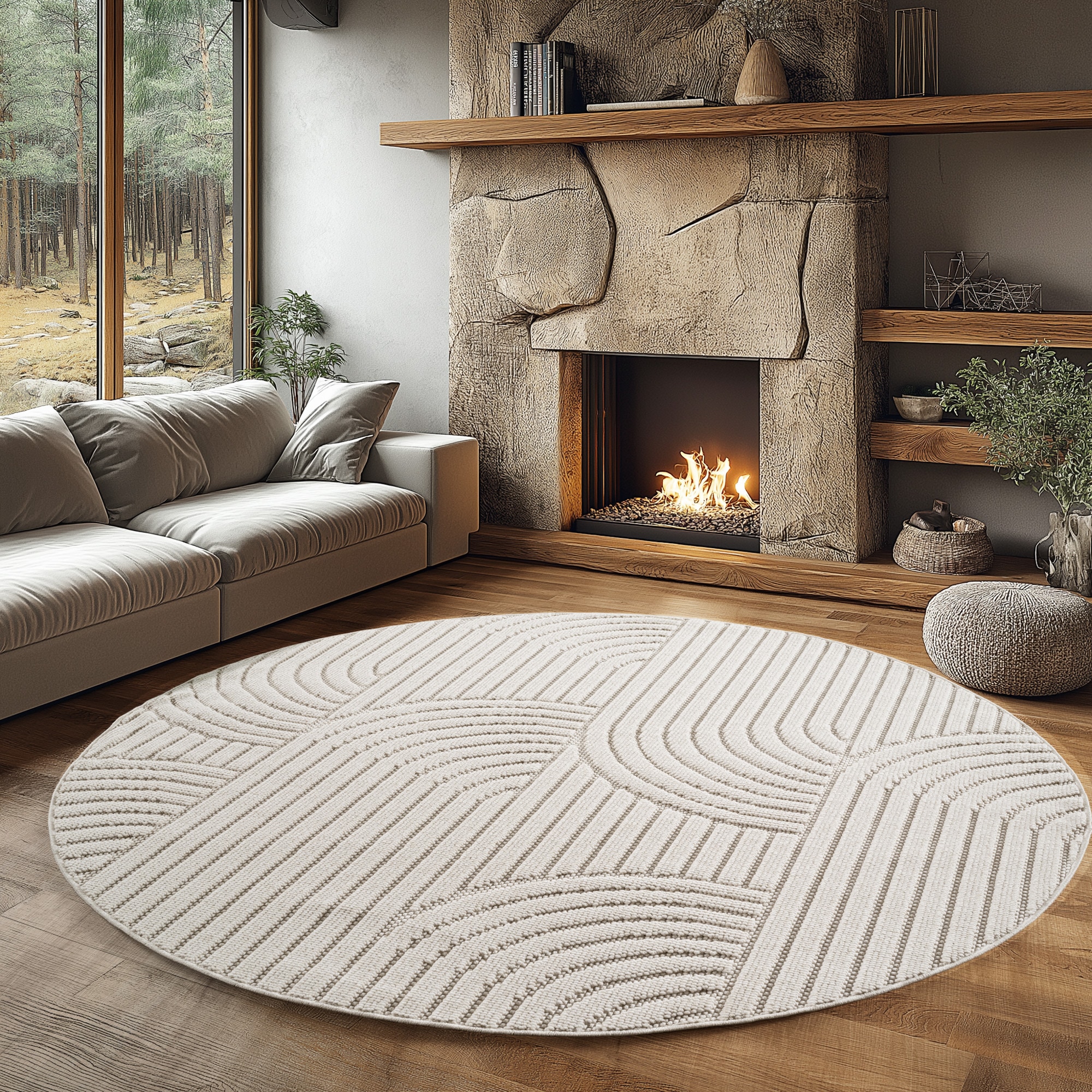 Ayyildiz Teppiche Teppich »HELIX 2201  , auch als Läufer und Rund erhältlich« rund 7 mm Höhe 3D-Effekt durch Cut-Loop-Webtechnik, Woll-Optik, Bouclé, Wohnzimmer