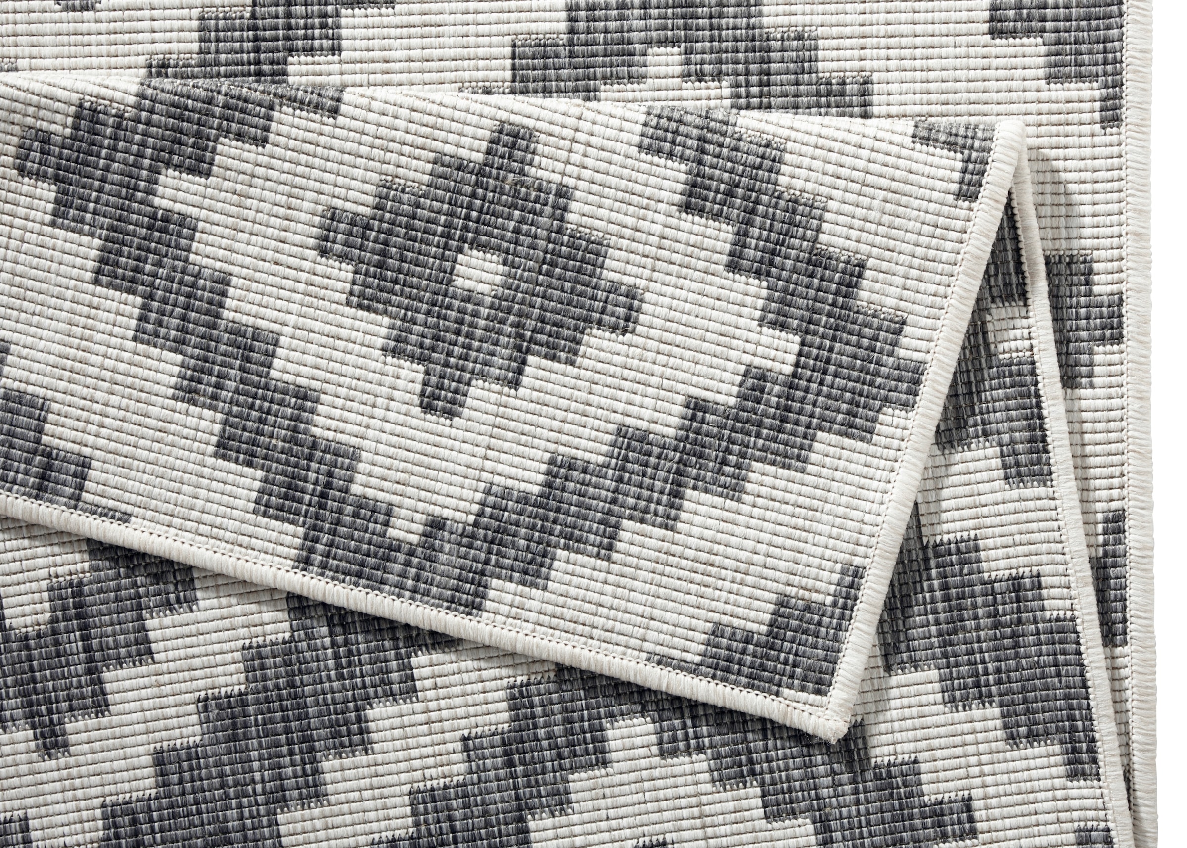 NORTHRUGS Teppich »Malta Wendeteppich«, rechteckig, 5 mm Höhe, In-& Outdoor, Wetterfest, Balkon, Terrasse, Raute, Läufer, Wohnzimmer