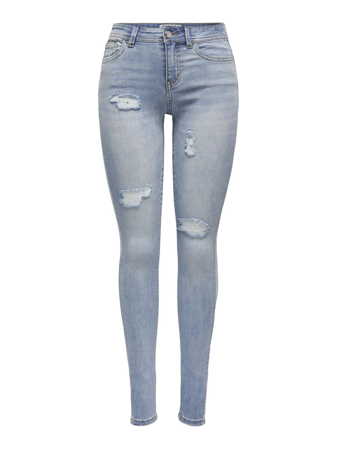 ONLY Skinny-fit-Jeans »ONLWAUW MW DESTROY BLEACH DNM GUA«, mit Destroyed Effekt