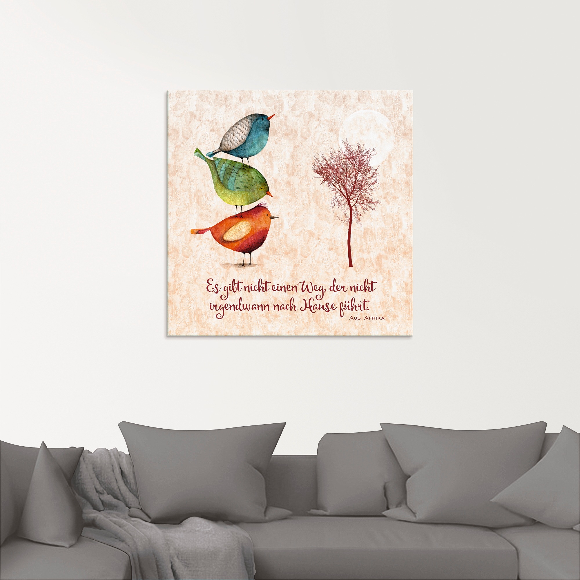 Artland Glasbild »Lebensweisheit Zu Hause«, Tiere, (1 St.), in verschiedene günstig online kaufen