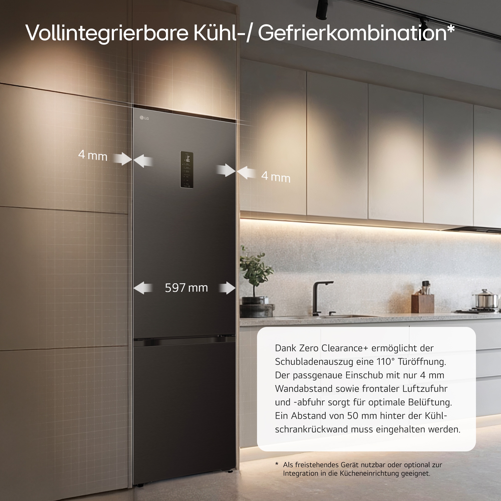 LG Kühl-/Gefrierkombination Serie 7 »GBBS727AEV« 203 cm hoch 59,7 cm breit Vollintegrierbarer Kühlschrank dank frontaler Luftzufuhr und Abluft