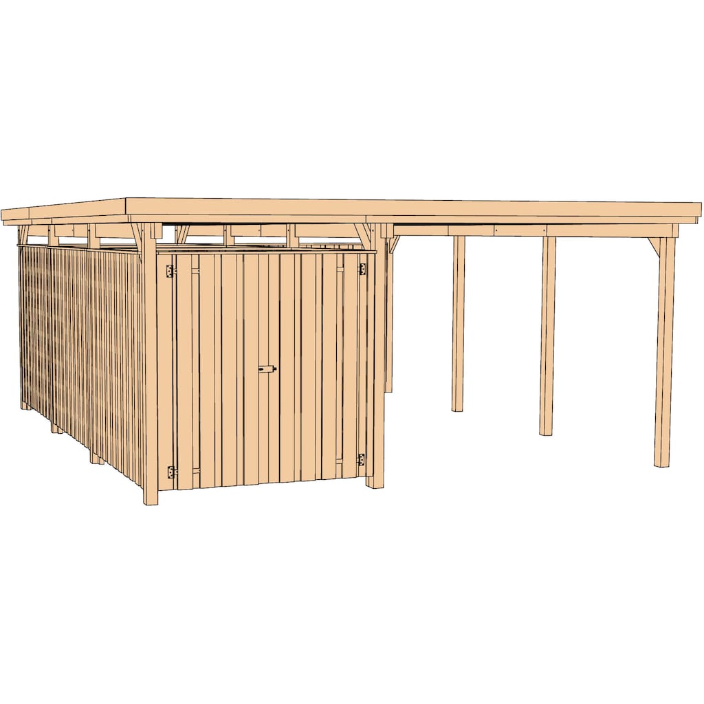 weka Einzelcarport »607 Gr.3«, Holz, 270 cm, braun, inkl. XXL Geräteraum