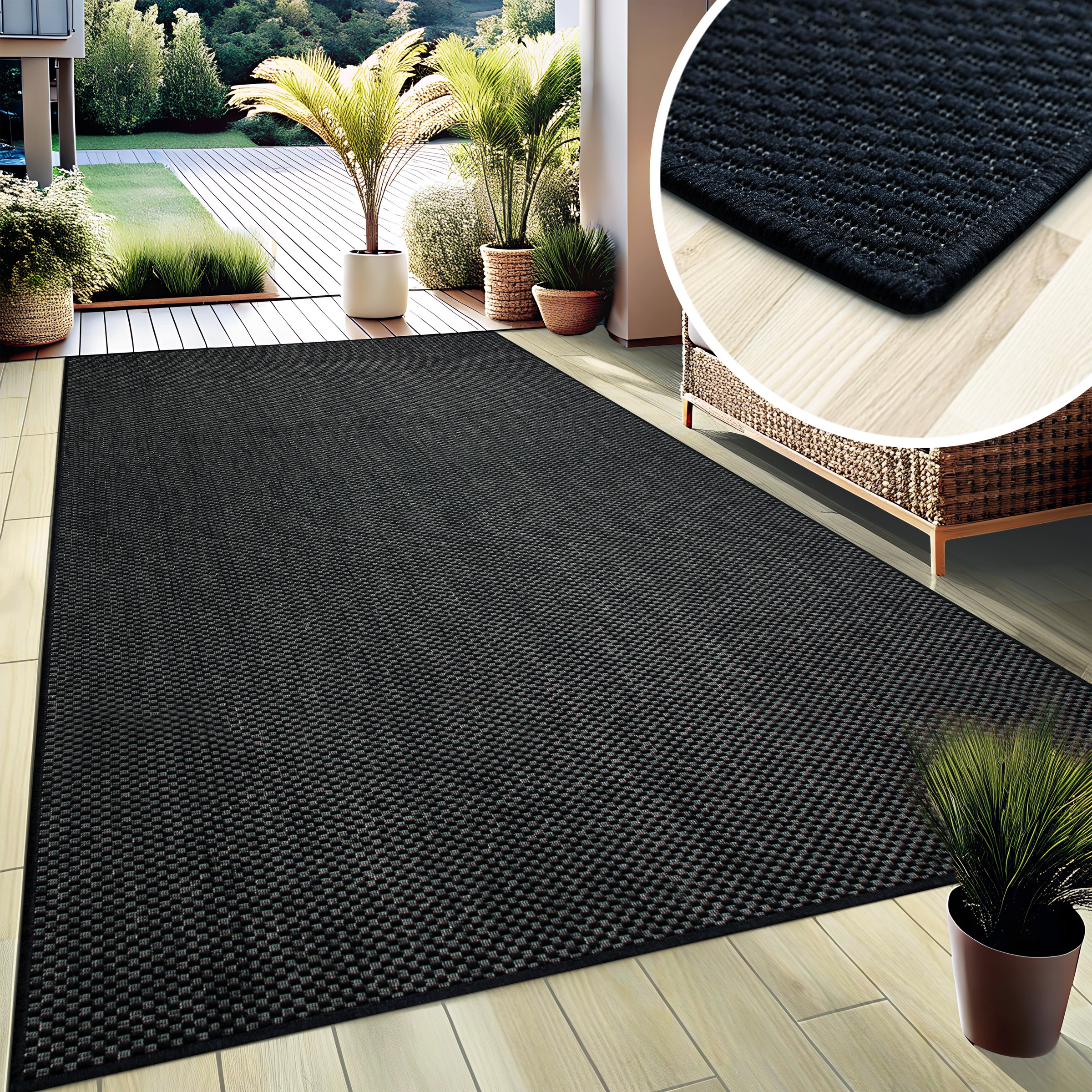my home Teppich »Venedig auch als Läufer erhältlich«, rechteckig, 4 mm Höhe, In- und Outdoor geeignet, Sisal-Optik, Wetterfest & UV-beständig