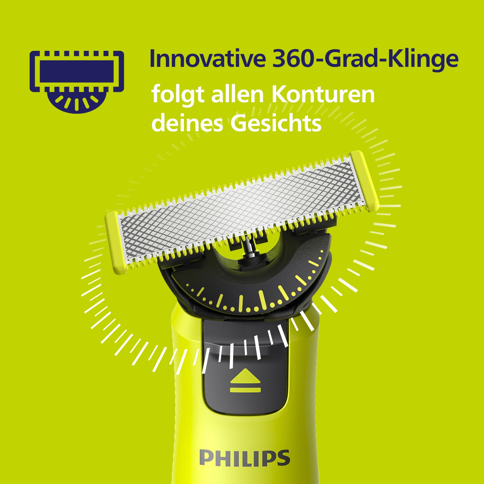 Philips Ersatzscherteil »OneBlade 360«, (2 St.), 360-Grad-Klingen, nass und trocken einsetzbar, hält bis zu 4 Monate