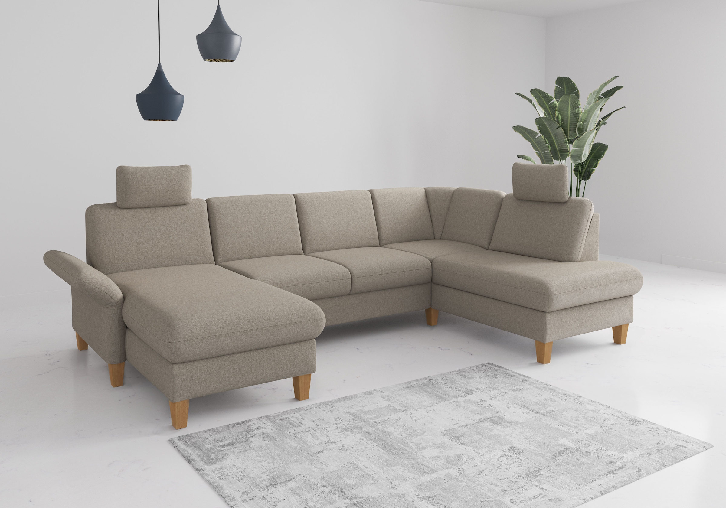 Home affaire Wohnlandschaft »Rochelle, U-Form« optional mit Armteilverstell günstig online kaufen