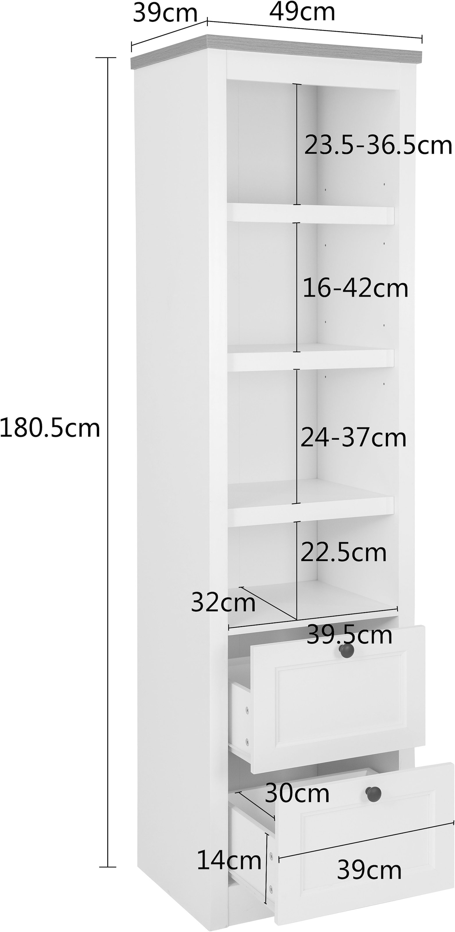 OTTO home Vitrine »Rigny« aus MDF, mit Holz-Zierleiste, schwarzem Metallgriff