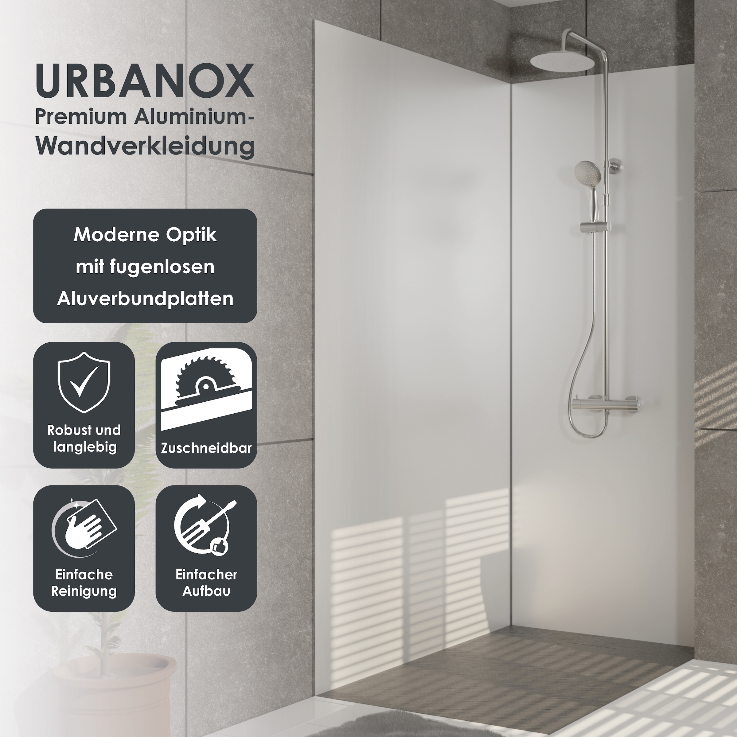 Marwell Duschrückwand »Urbanox« Set bestehend aus: 1 Paneel 90 x 210 cm, 1 Paneel 120 x 210 cm
