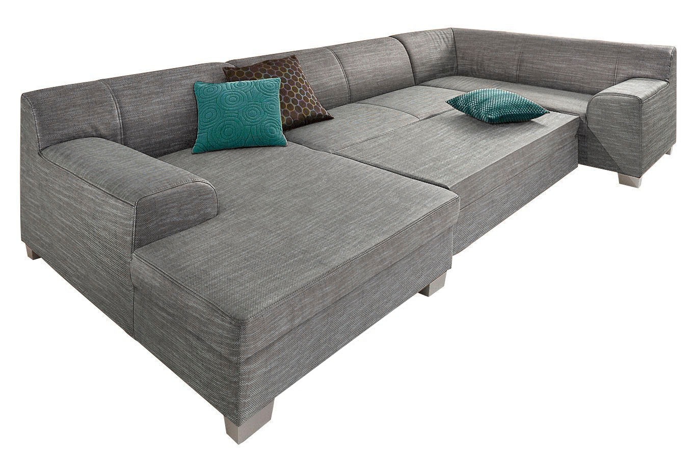 DOMO collection Wohnlandschaft »Amando in vielen Bezugsvarianten, auch in Leder, komfortabel, U-Form«, wahlweise mit Bettfunktion, fester Sitzkomfort, frei im Raum stellbar