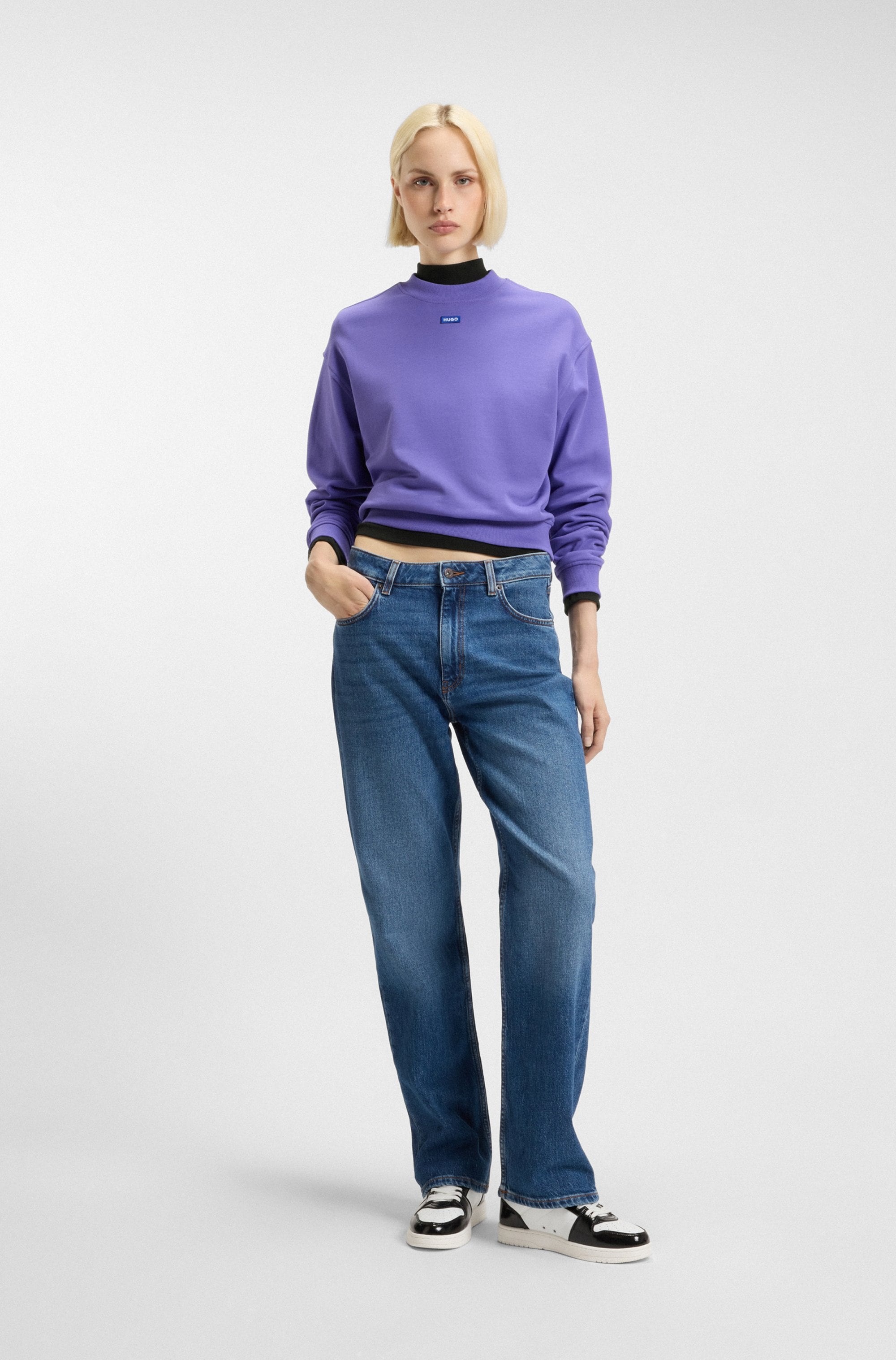 HUGO Blue Longsleeve »Easy Longsleeve_B«, mit Stehkragen
