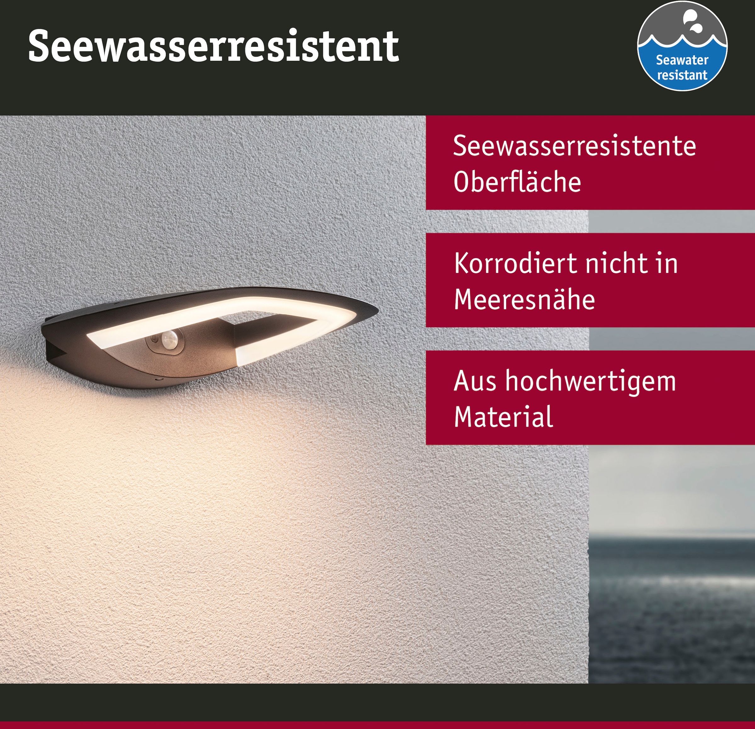 Paulmann LED Außen-Wandleuchte »Outdoor 230V Akena PIR anthrazit«, 1 flammig, PIR-Sensor, Bewegungsmelder