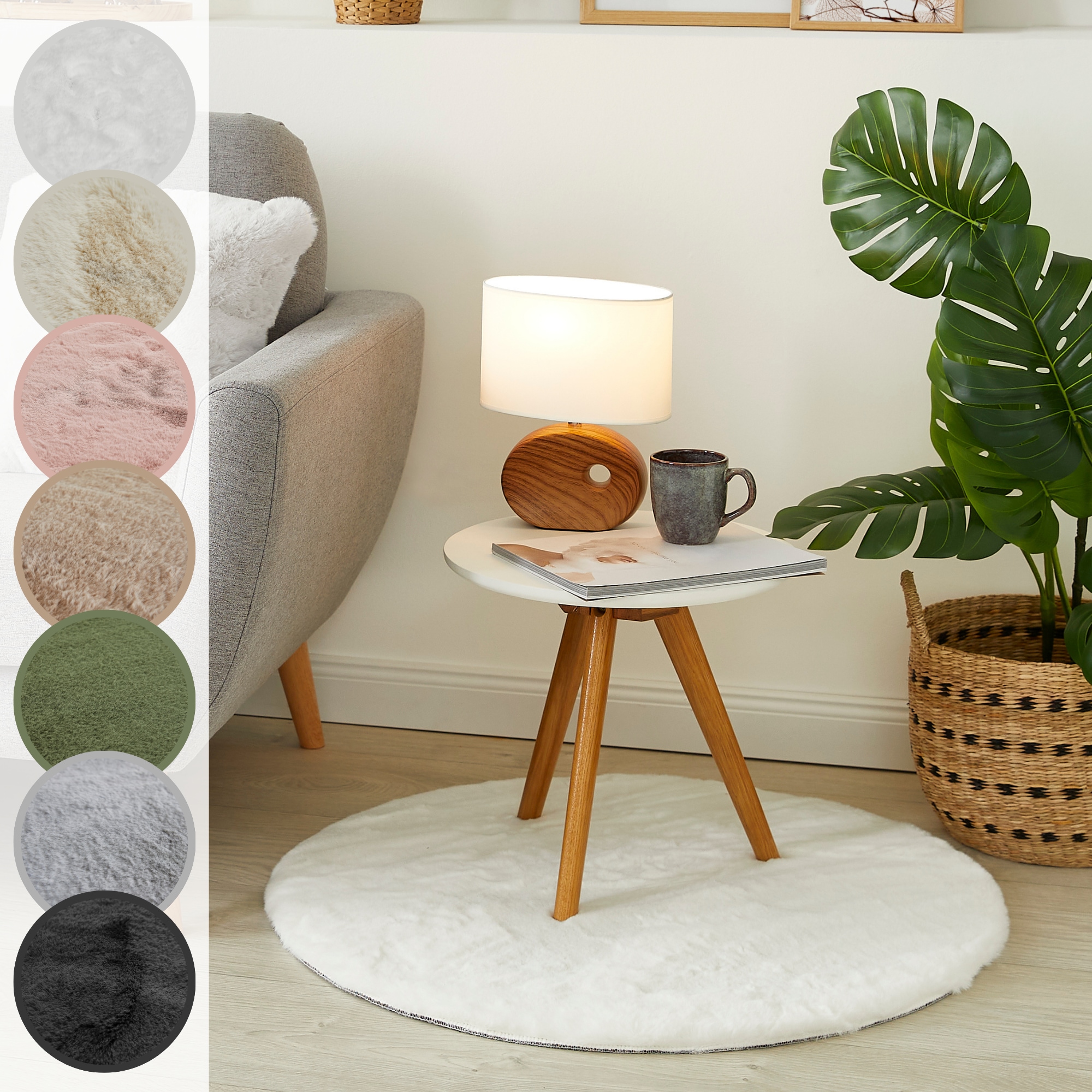 LUXOR living Fellteppich »Novara«, rund, 35 mm Höhe, Kunstfell, Kaninchenfell-Haptik, besonders weicher Hochflor
