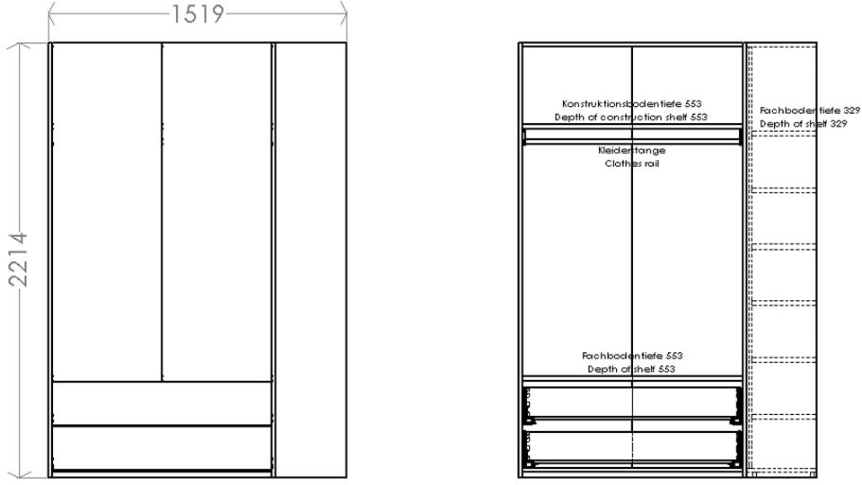Müller SMALL LIVING Kleiderschrank »Modular Plus Variante 1«, 2 geräumige  Schubladen, Anbauregal links oder rechts montierbar auf Rechnung bestellen