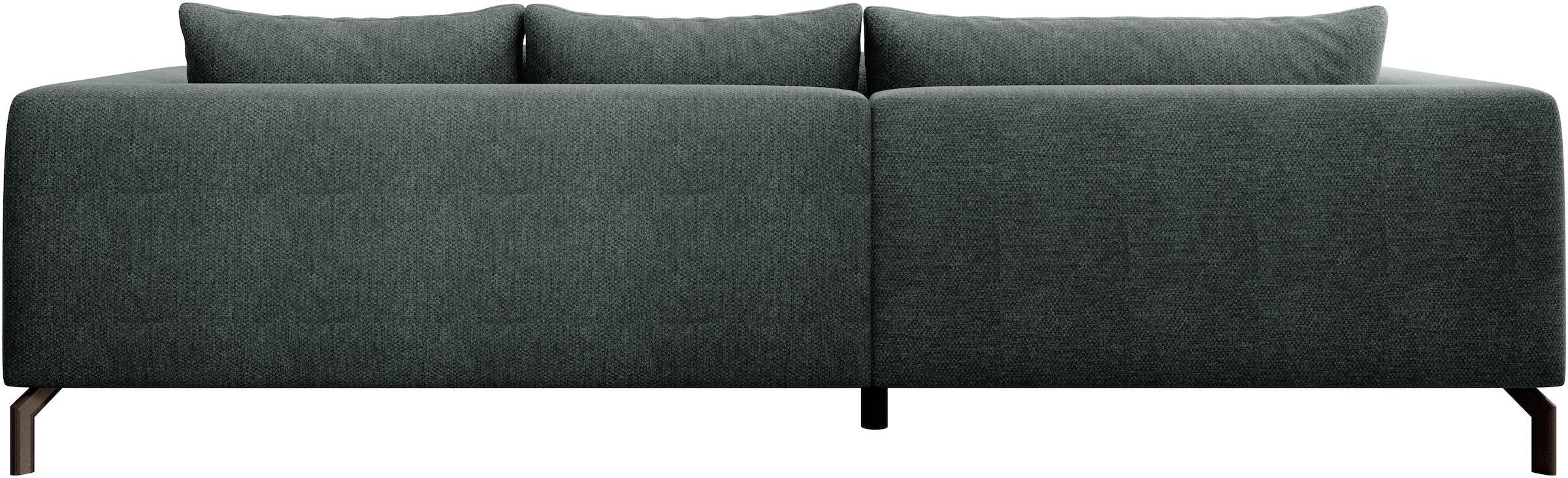 INOSIGN Ecksofa »Cross, mit softem Sitz, L-Form, wendbare Zierkissen, Breite 284 cm«, Couch mit vielen Kissen, stylische Kreuznaht, elegante Metallfüße
