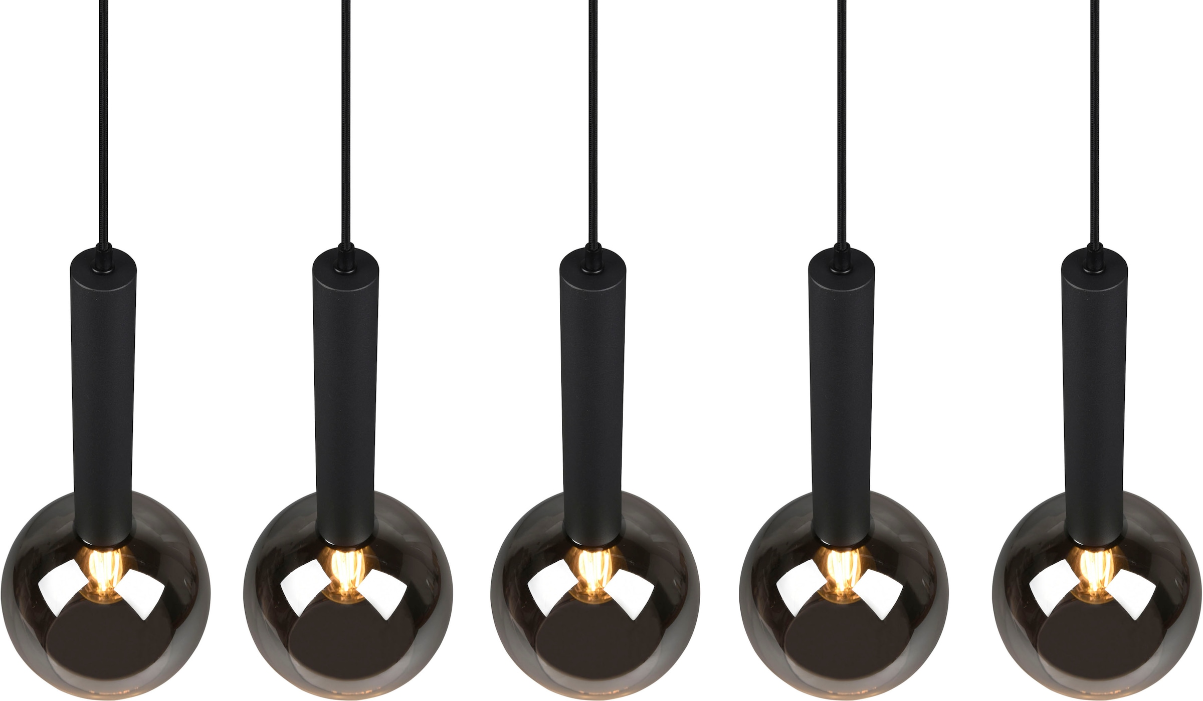 TRIO Leuchten Pendelleuchte »Clayton«, 5 flammig, Leuchtmittel E27 | ohne Leuchtmittel, Hängelampe höhenverstellbar bis 150cm, Glas rauchfarbig, exkl 5xE27