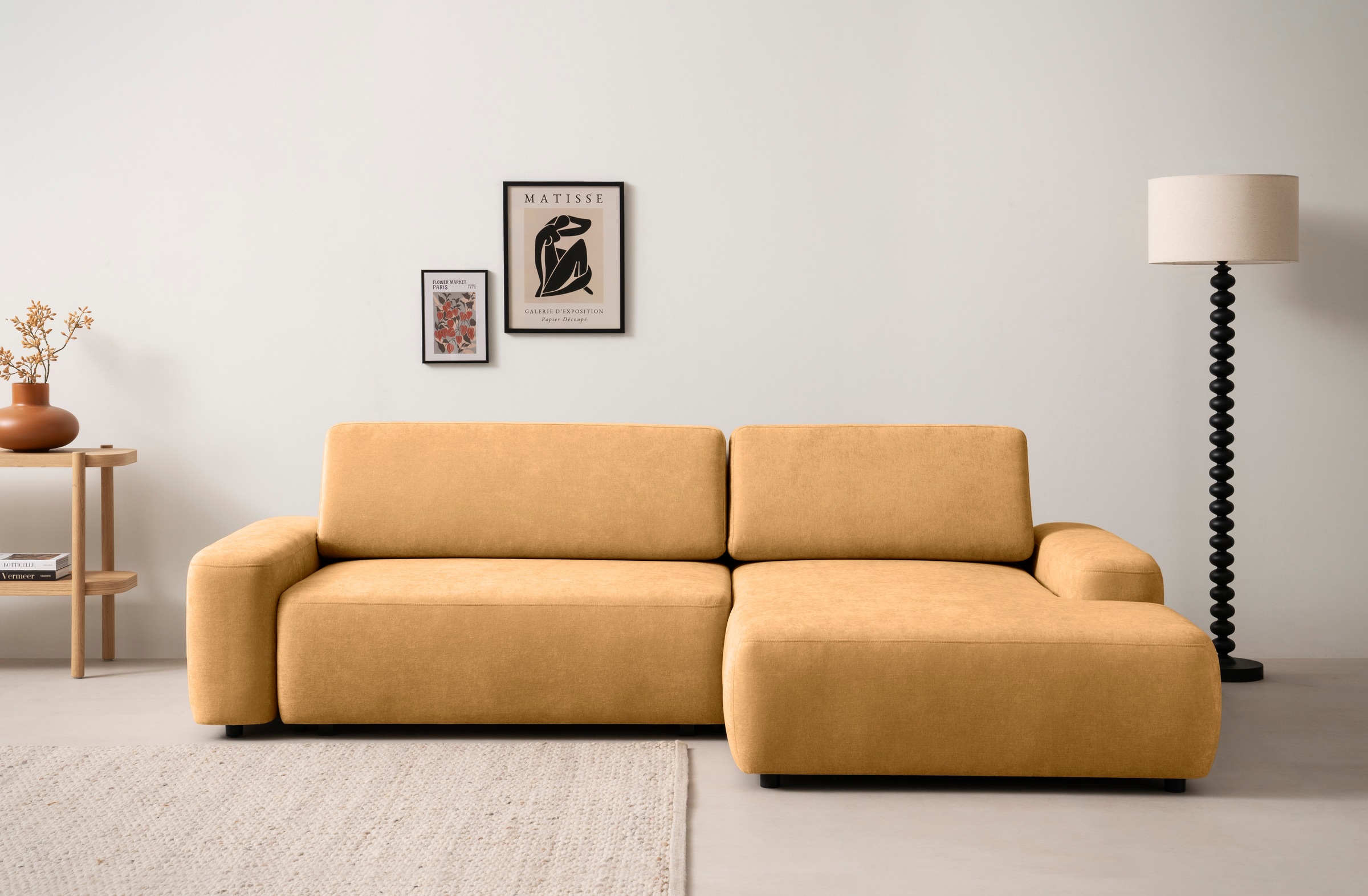 INOSIGN Ecksofa »TORGE (264cm), Schlafsofa in Cord, Samtvelours o Struktur fein, L-Form«, Schlaffunktion, Bettkasten, Liegefläche: 125/210 cm