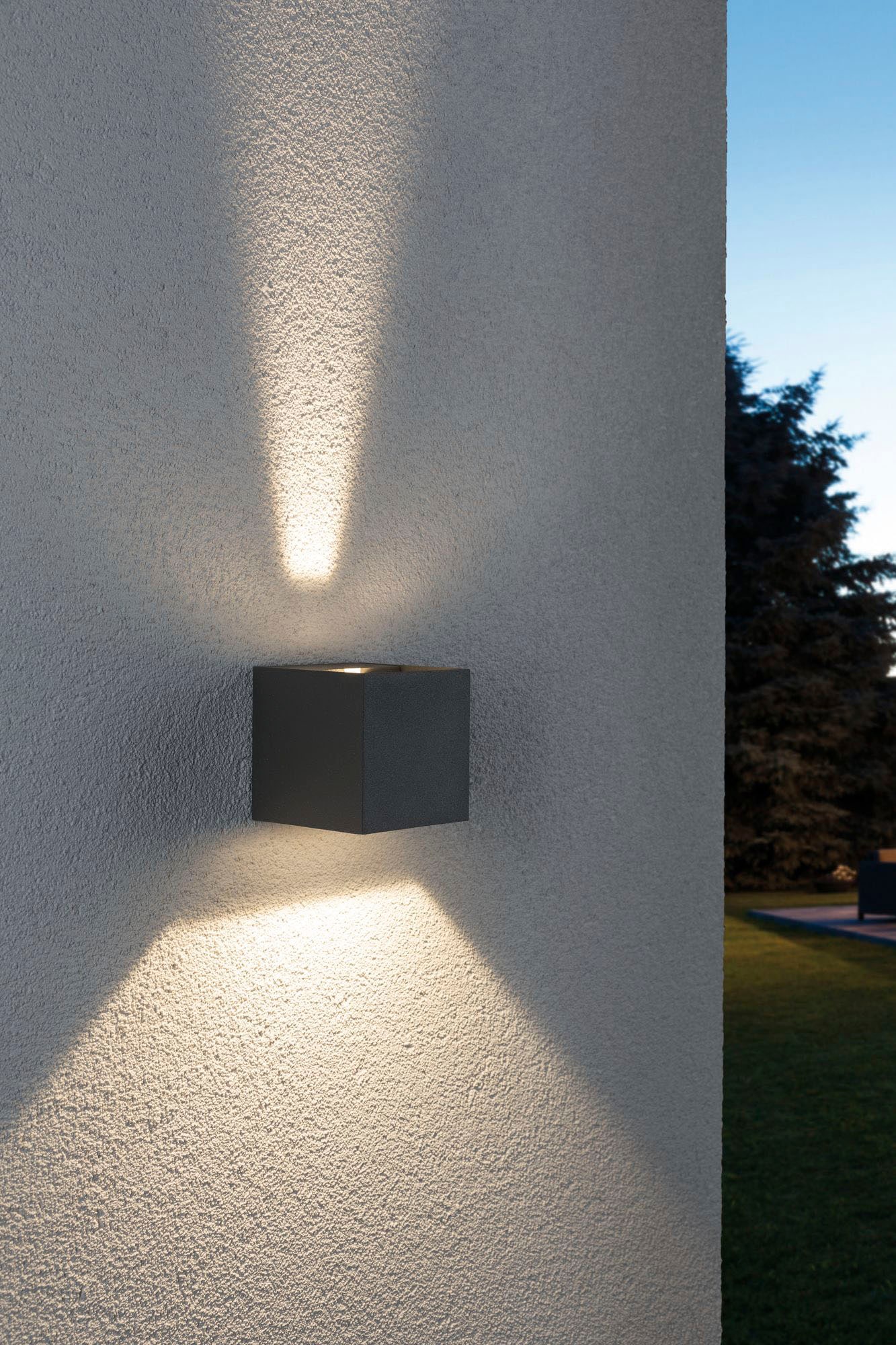 Paulmann LED Außen-Wandleuchte »Outdoor 230V Cybo LED 2x3,5W 230V IP65 eckig 80x80mm Grau Aluminium«, 2 flammig, Outdoor 230V Cybo LED 2x3,5W 230V IP65 eckig 80x80mm Aluminium