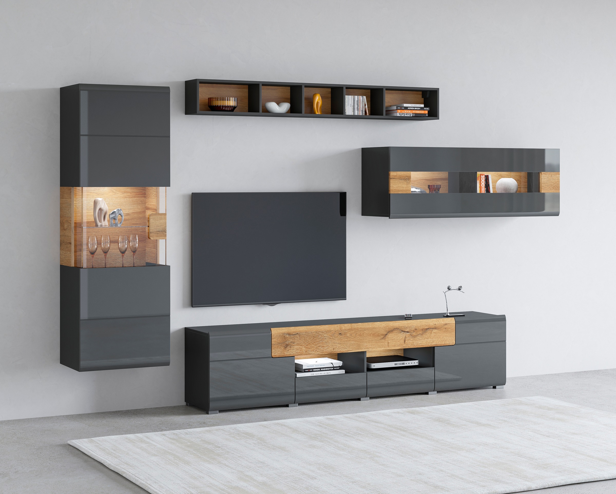 INOSIGN Wohnwand »Toledo,Breite 391cm stilvolle Mediawand ohne Beleuchtung« günstig online kaufen