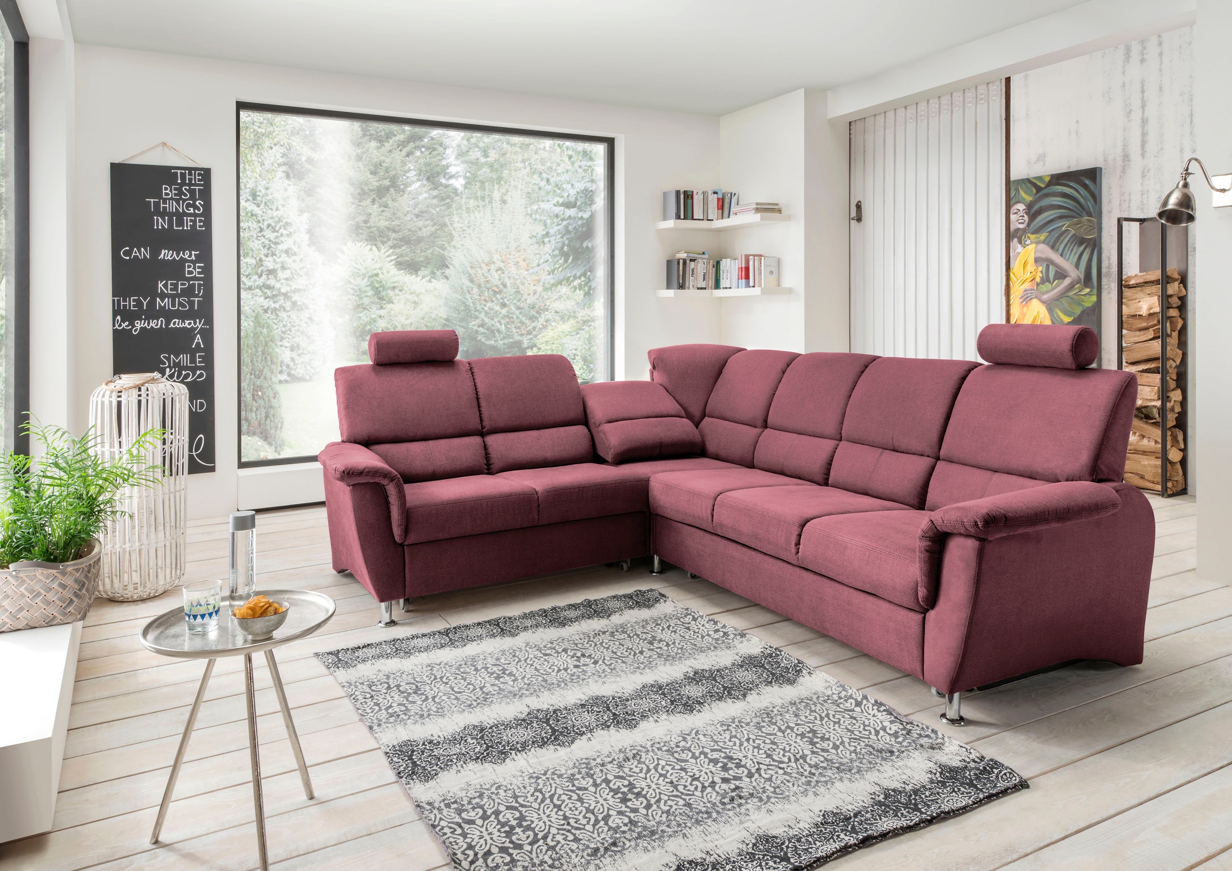 Home affaire Ecksofa »Pisa L-Form, mit Schlaffunktion, Stauraum, 2x höhenve günstig online kaufen