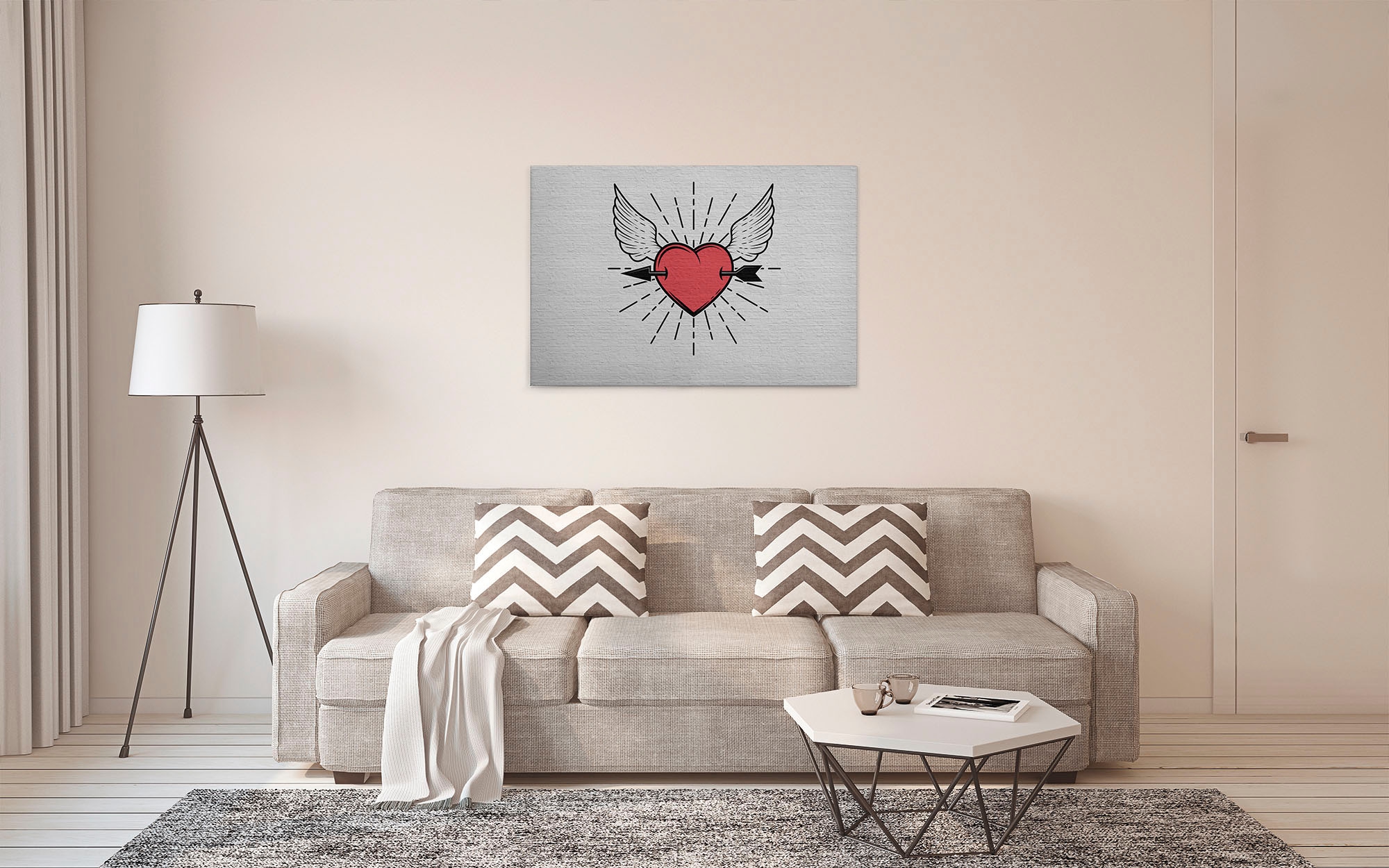 A.S. Création Leinwandbild »tattoo you«, Kunst-Modern-Kinder, (1 St.), Keilrahmen Bild Herz Leinwand-Bild Wohnzimmer modern Wandbild Kinder