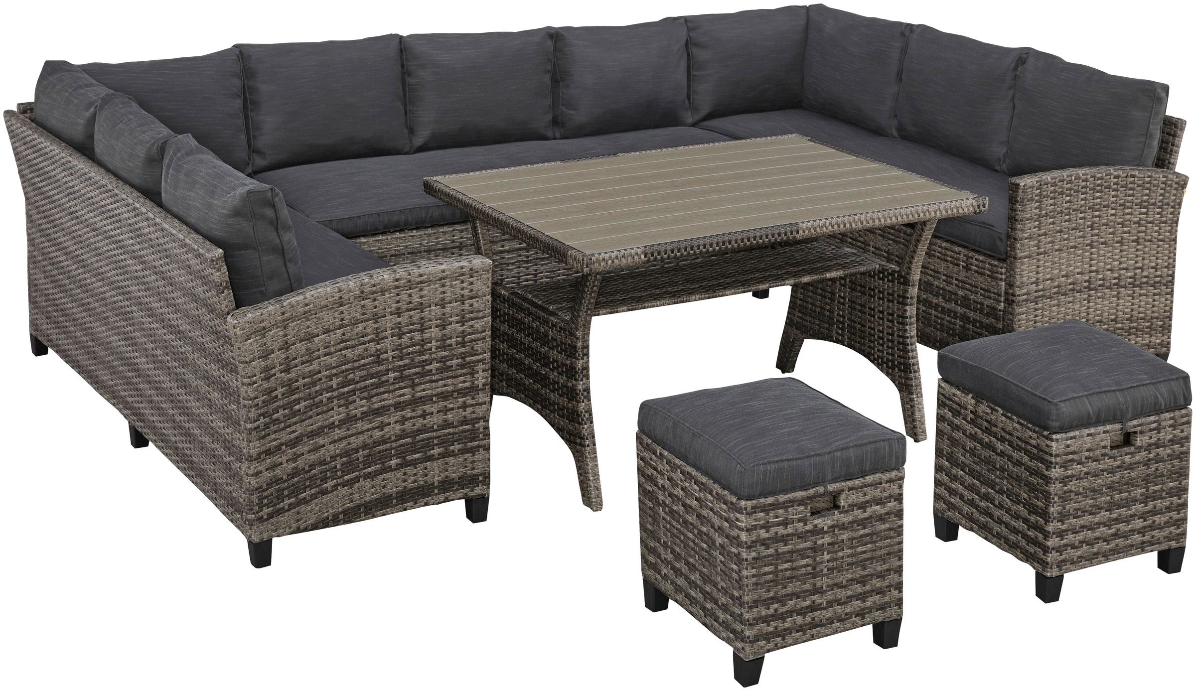 KONIFERA Gartenlounge-Set »Rotterdam« Set, 3x 3er Sofa, 2x Hocker, 1x Tisch günstig online kaufen