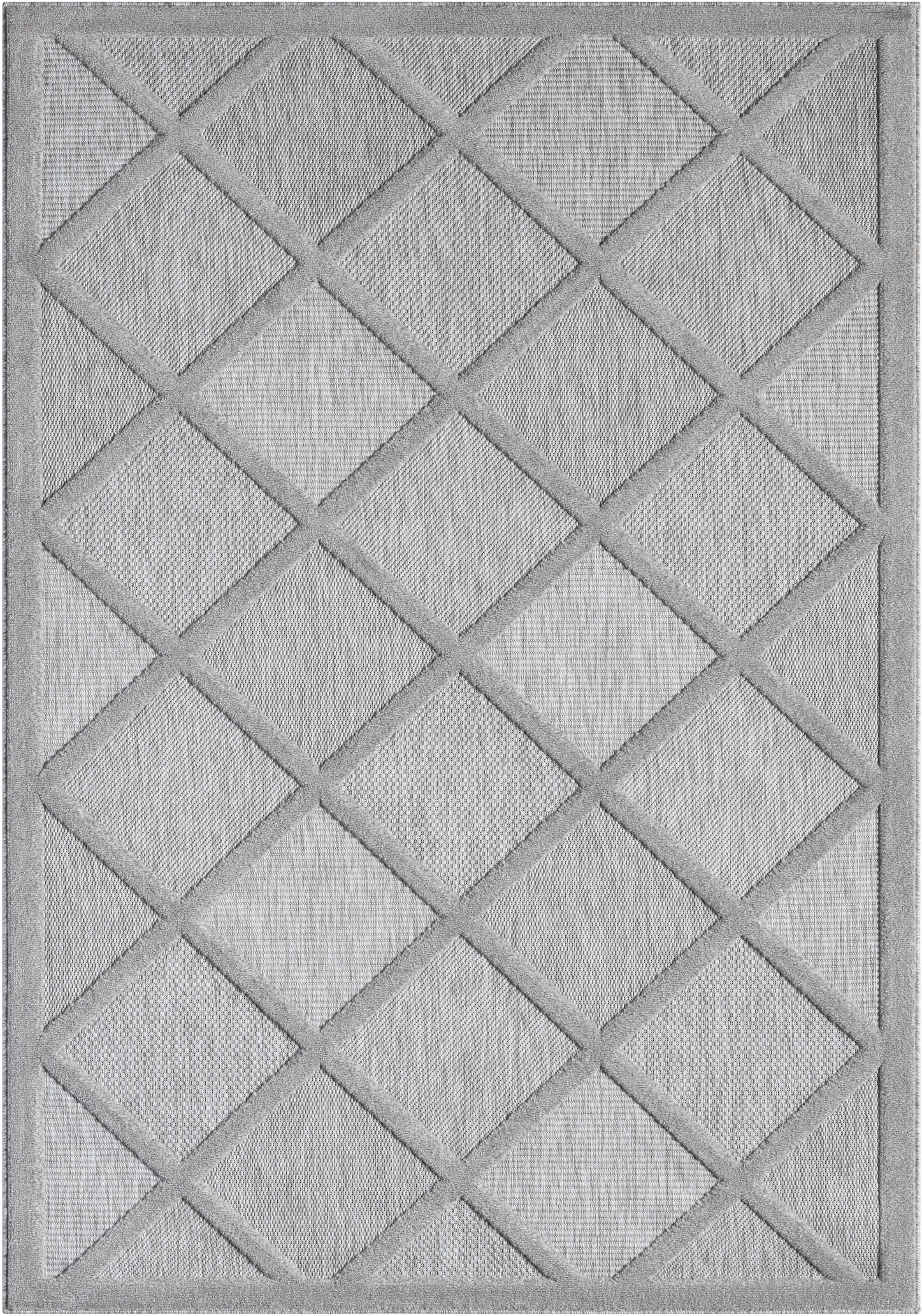 Myflair Möbel & Accessoires Teppich »Amara Lagerräumung«, rechteckig, 8 mm Höhe, Uni Farben, Hoch-Tief Effekt, Outdoor geeignet, Balkon, Terrasse