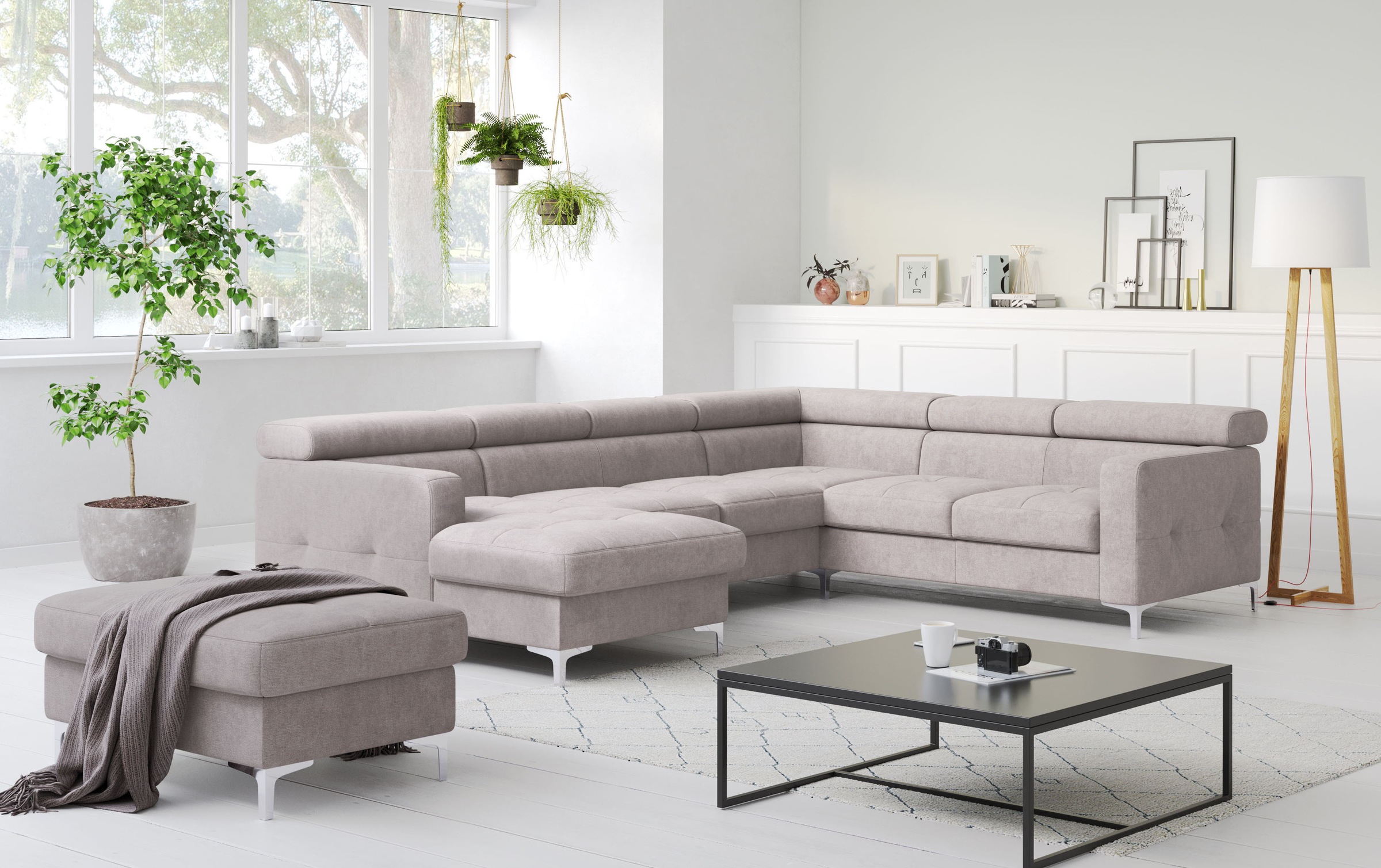 COTTA Wohnlandschaft »Sammy U-Form«, mit Kopfteilverstellung, wahlweise mit Bettfunktion & Bettkasten