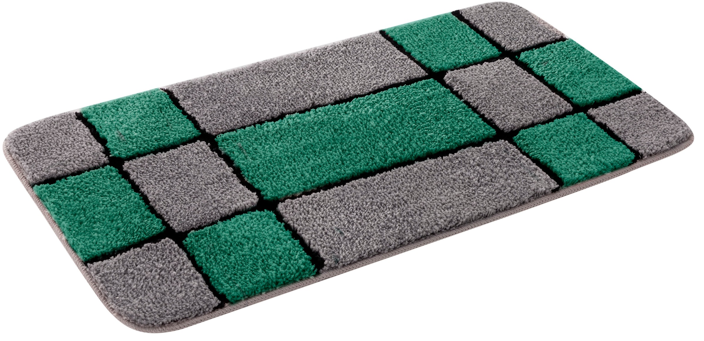 my home Badematte »Melli«, rutschhemmend beschichtet, fußbodenheizungsgeeignet, Badteppich, mit Muster, karierte Badematte