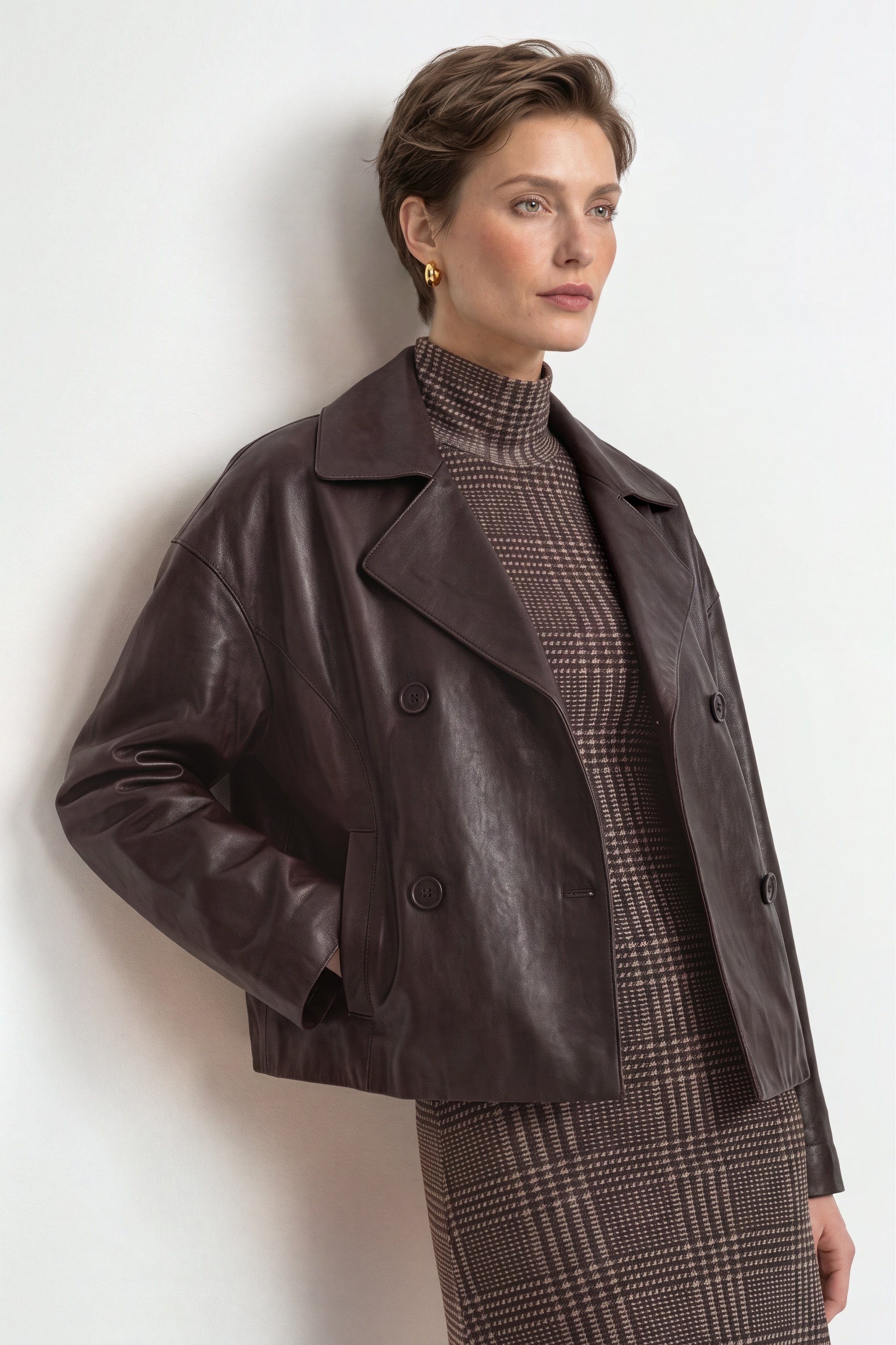 RICHROYAL Lederjacke ohne Kapuze Regular fit mit Reverskragen