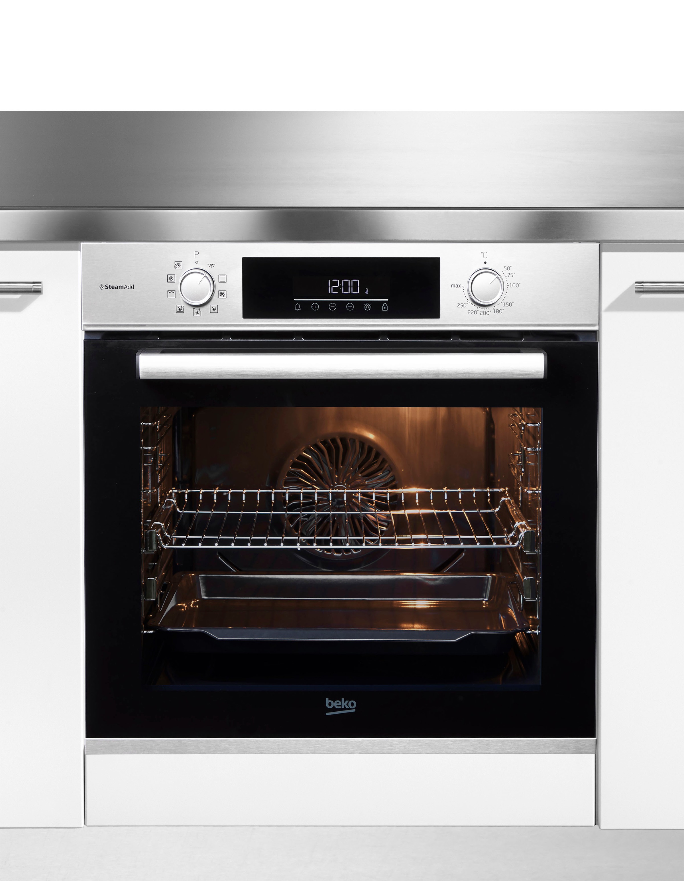 BEKO Einbaubackofen »BBIS12301XE«, mit 2-fach-Teleskopauszug, SteamShine, S günstig online kaufen