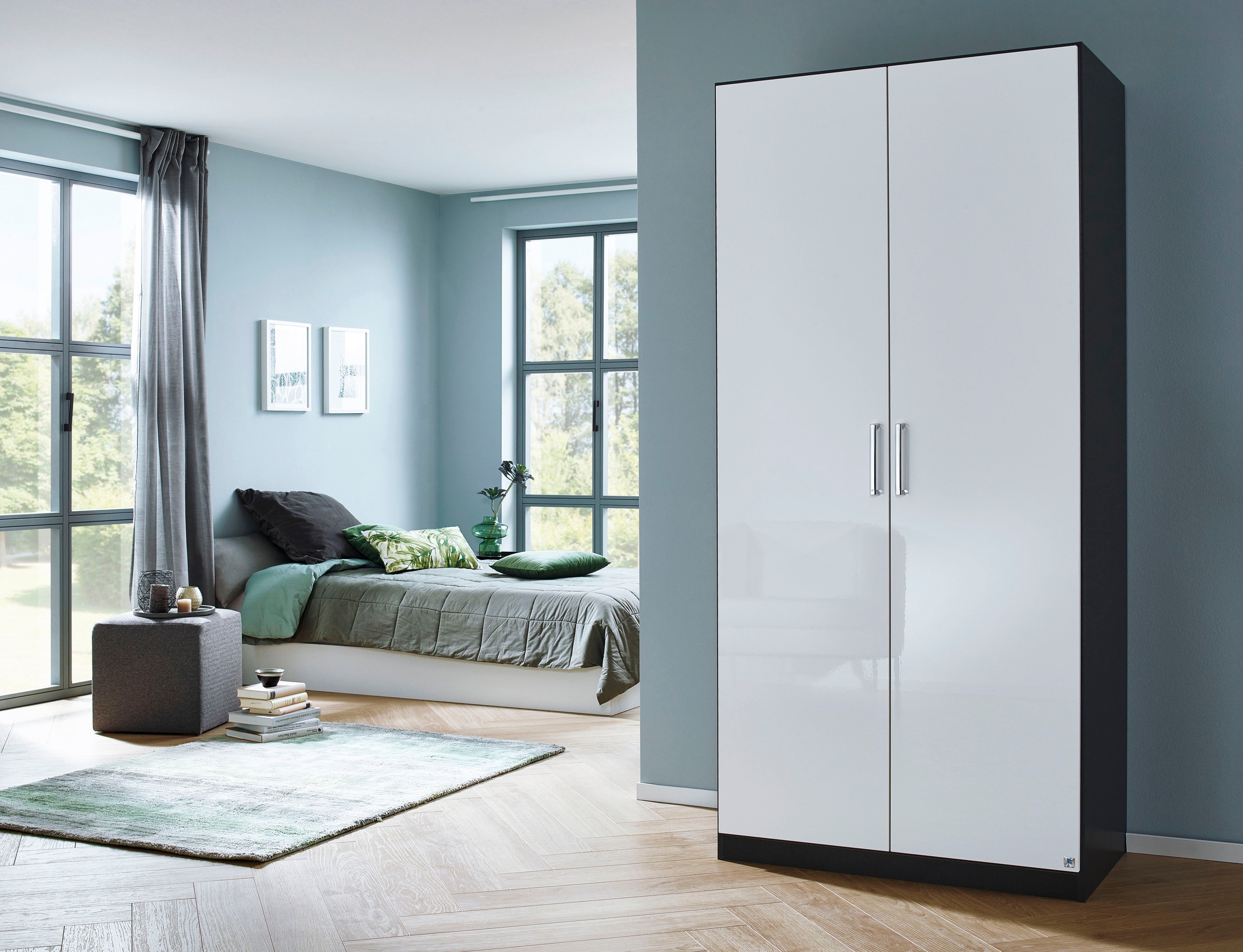 rauch Drehtürenschrank »Kleiderschrank Schrank Garderobe Garderobenschrank HOMBURG«, in 2 Breiten mit moderner Hochglanzfront MADE IN GERMANY