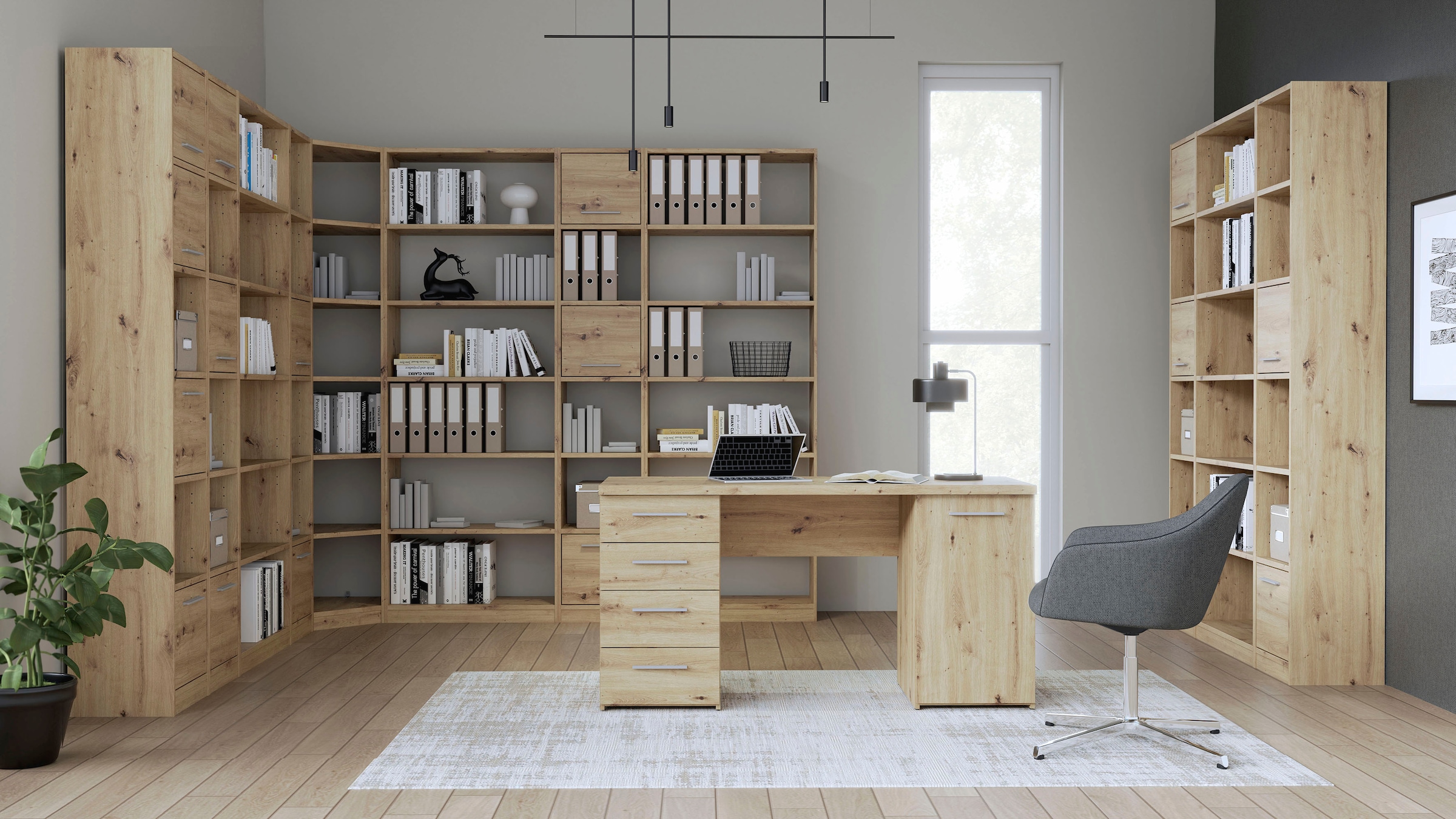 FORTE Aktenregal »Candlekeep, modernes Design«, Bücherregal, Höhe 220 cm, in 40 oder 80 cm Breite