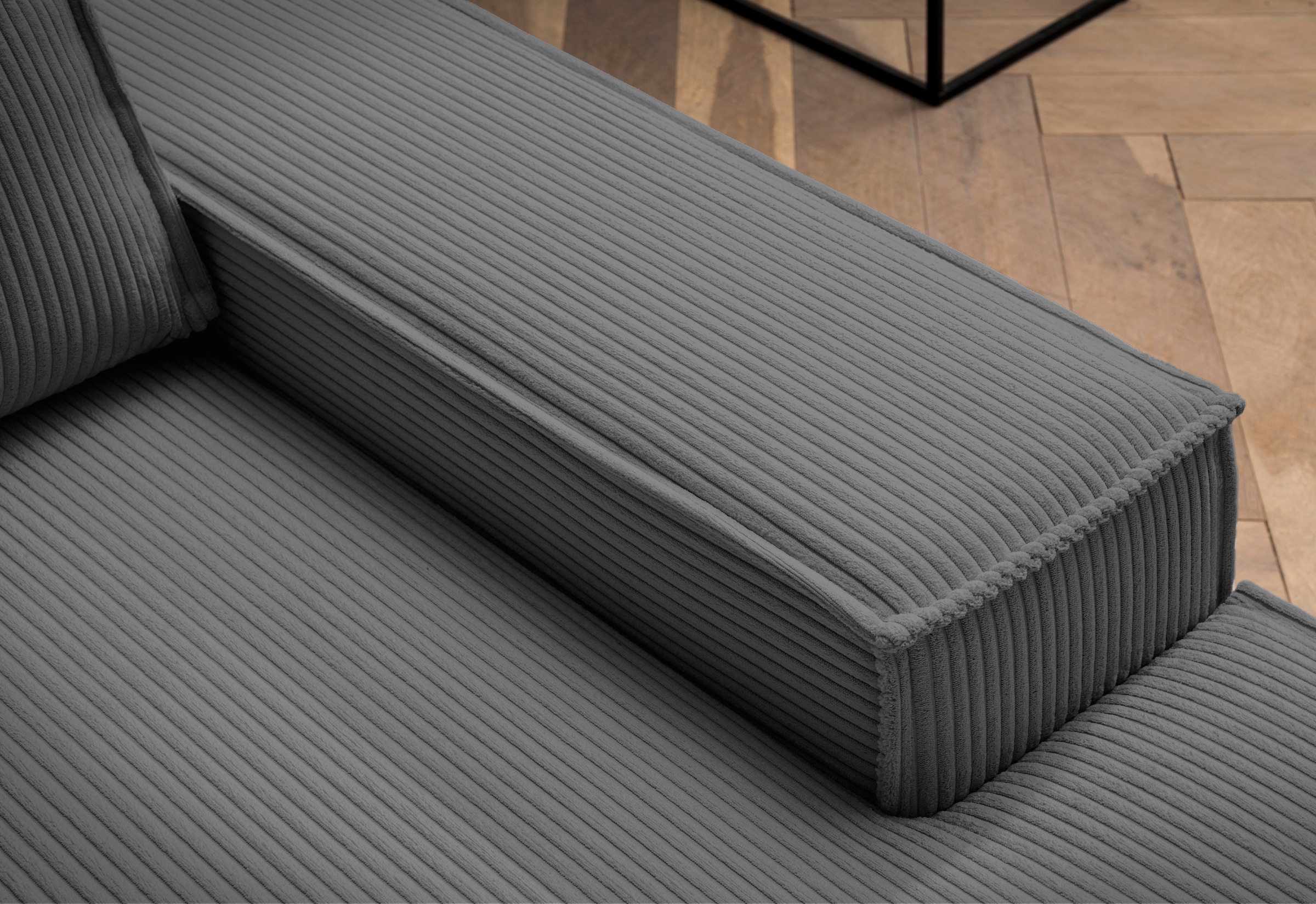 Home affaire Ecksofa »SHERWOOD, Schlafsofa in L-Form offen (275cm), Cord, Leinenoptik«, Schlaffunktion und Bettkasten, Kedernaht, hoher Sitz- & Liegekomfort