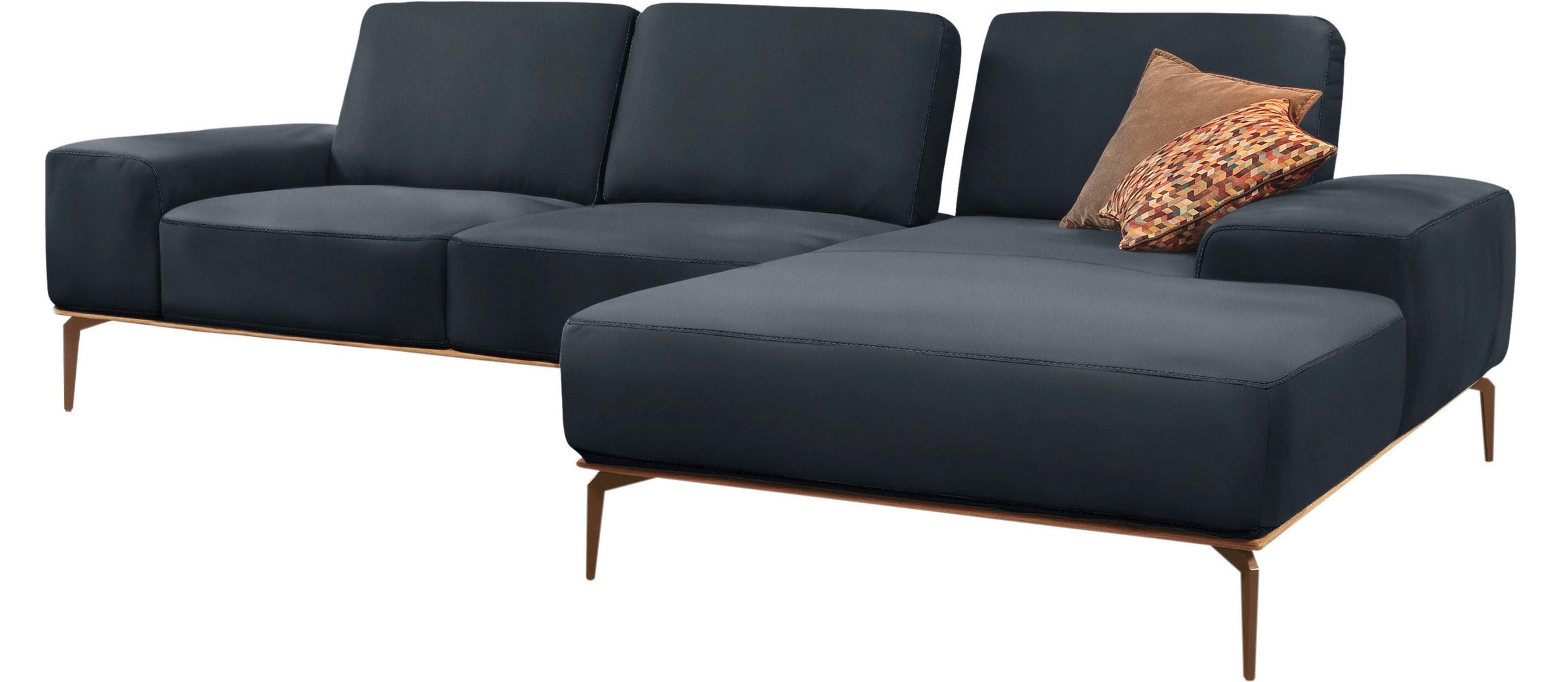 W.SCHILLIG Ecksofa »run, Designsofa mit tollem Sitzkomfort, L-Form«, mit Holzsockel, Füße in Bronze pulverbeschichtet, Breite 299 cm