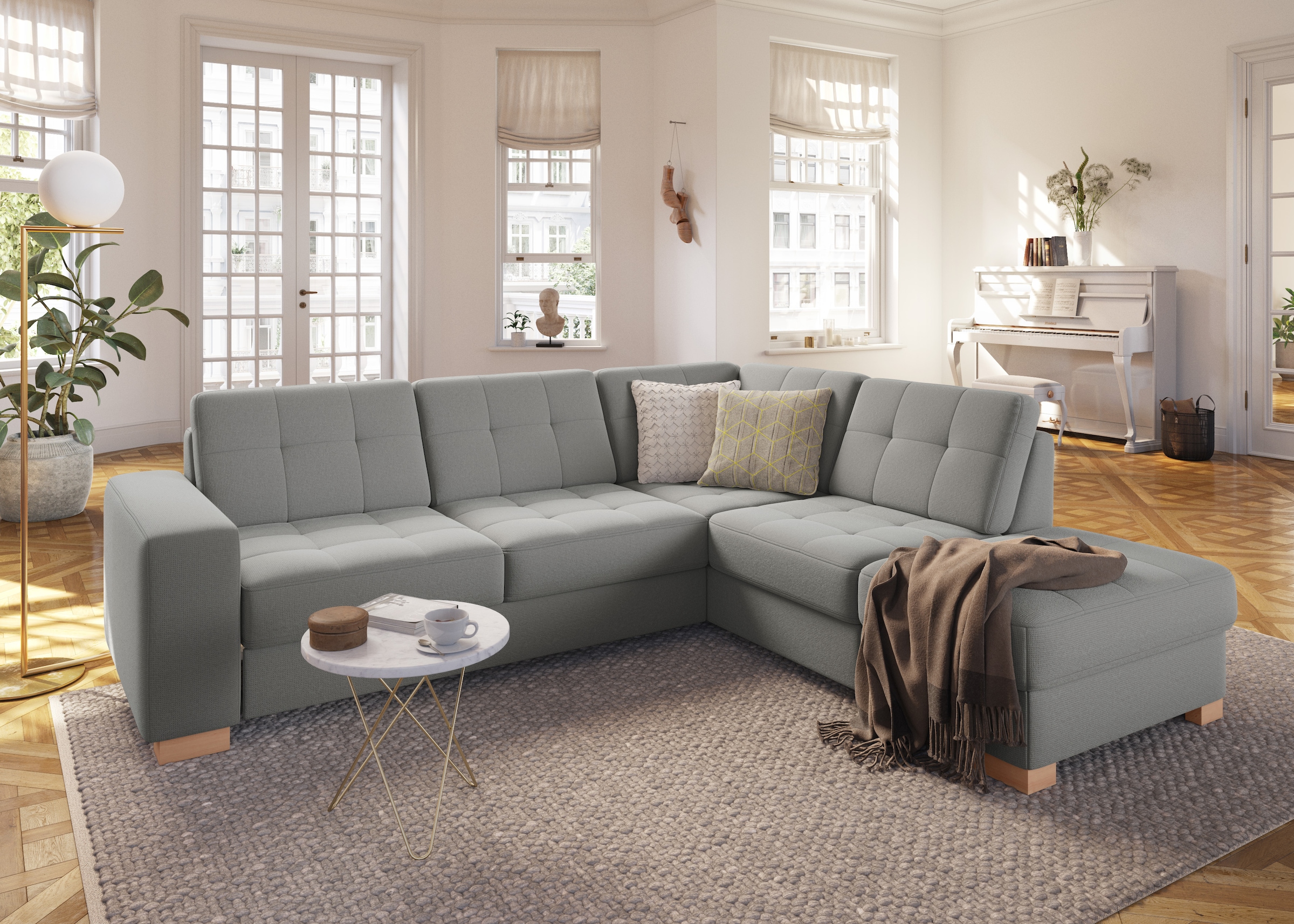 sit&more Ecksofa »Quincy L-Form«, wahlweise mit Bettfunktion und Bettkasten