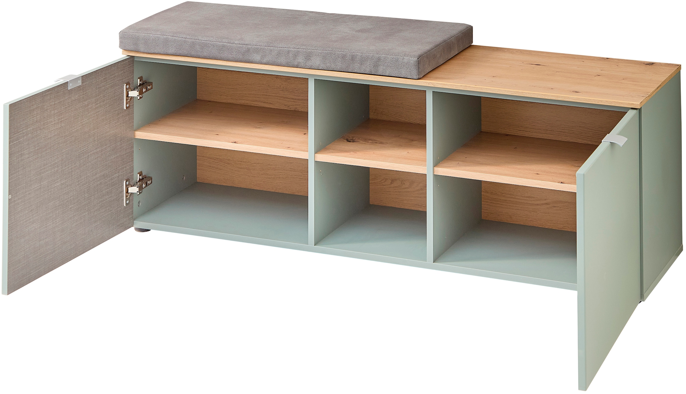 Innostyle Schuhschrank »Bari Schuhbank inkl. Sitzkissen, BxHxT 128x50x38 cm«, (1 St.), 2 türig, 6 Fächer, Softclose, ABS Kantenschutz