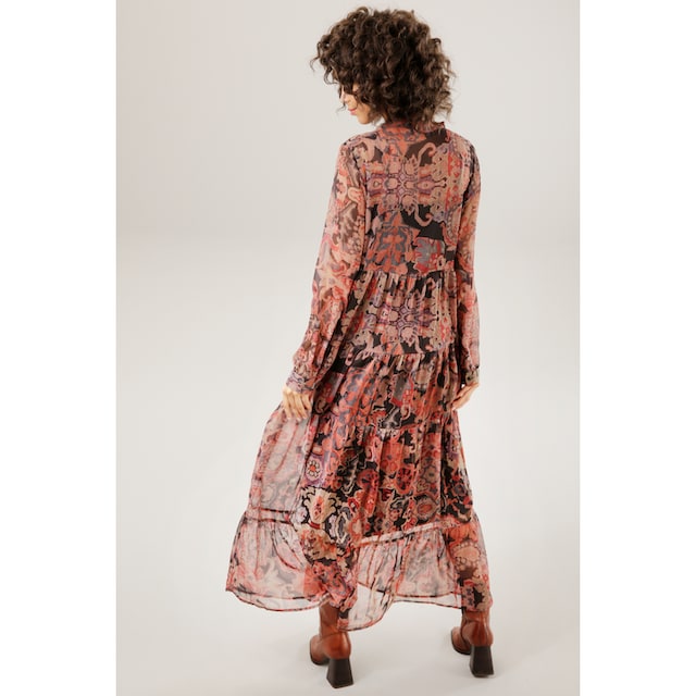 Aniston CASUAL Maxikleid, (mit Jersey-Unterkleid), mit farbharmonischem,  graphischem Blumendruck online kaufen