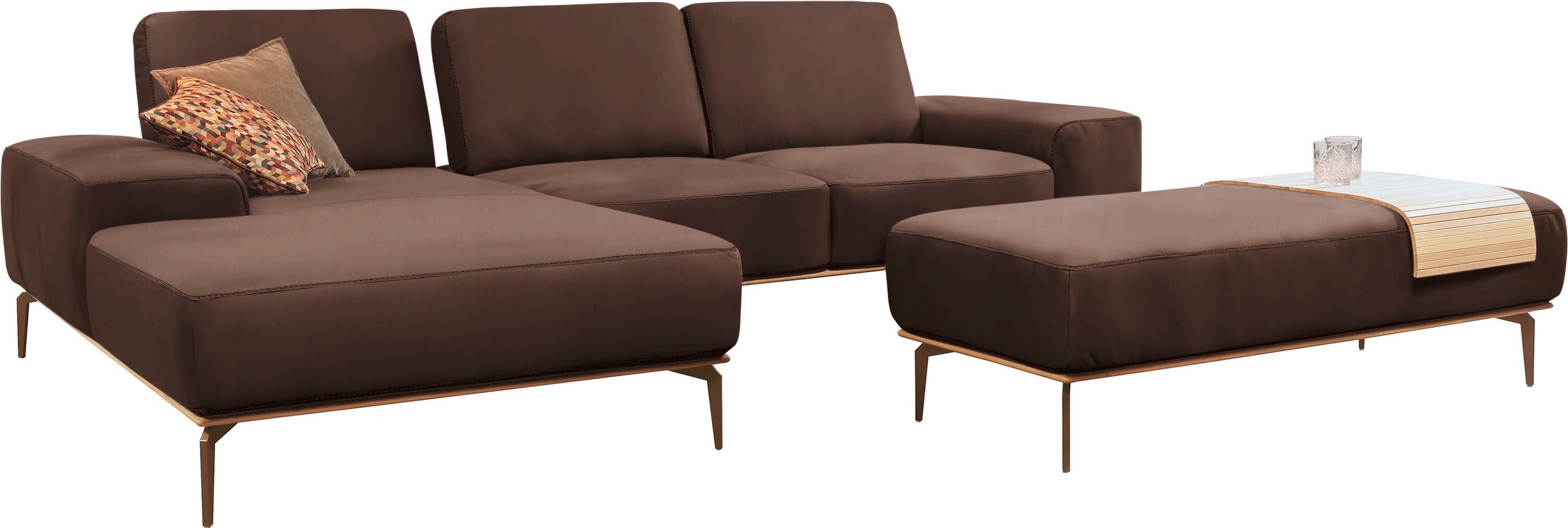 W.SCHILLIG Polsterhocker »run«, mit Holzsockel, Füße in Bronze pulverbeschichtet, Breite 150 cm