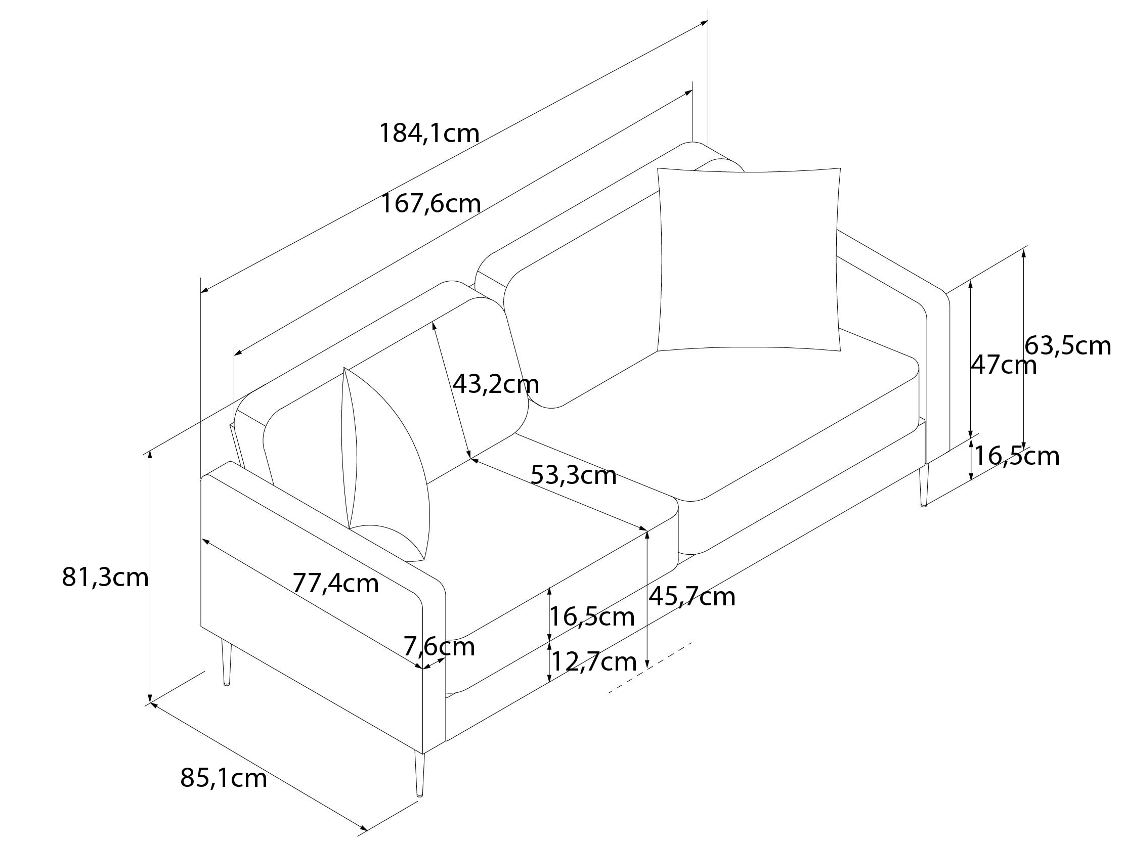 CosmoLiving by Cosmopolitan 3-Sitzer »Highland« pflegeleichter Veloursbezug, Sitz und Rücken gepolstert, Sitzhöhe 46cm