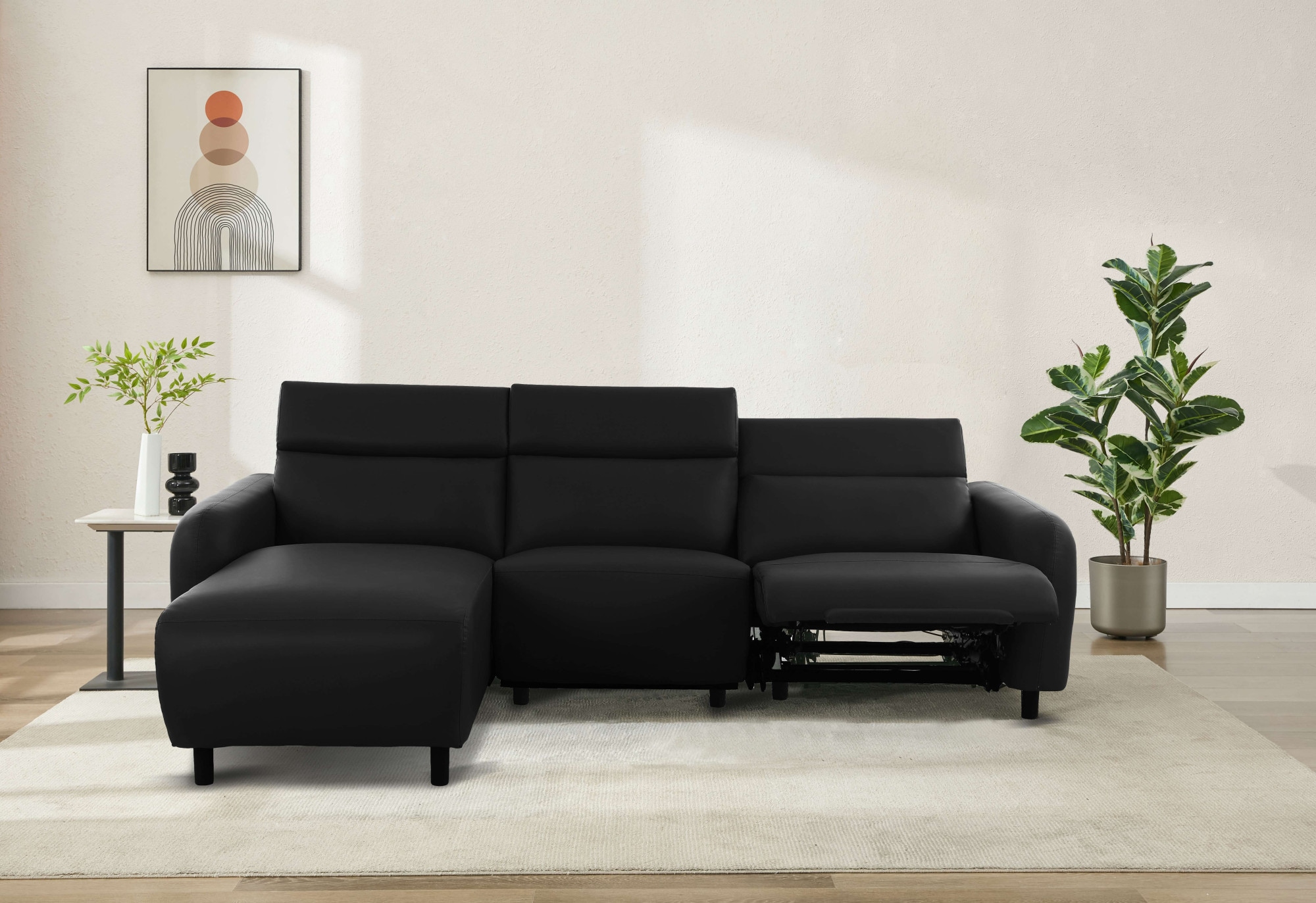 Home affaire Ecksofa »SKAANE Struktur, L-Form, 274 cm, manuelle u. elektrische Funktion,«, Kopfteilverstellung, Relax-und Liegefunktion, Federkernpolsterung