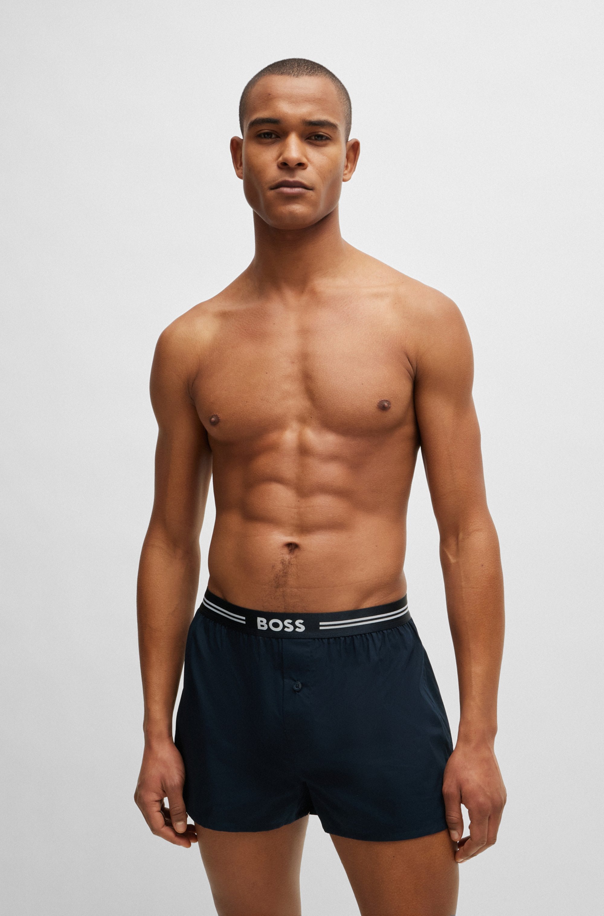 BOSS Boxershorts »3P Woven Boxer«, (Packung, 3 St., 3er Pack), mit Eingriff mit Knopf