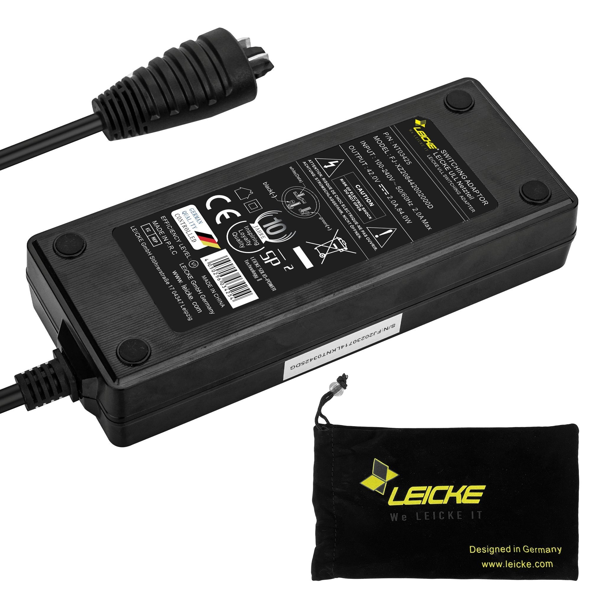 Leicke Batterie-Ladegerät »Ladegerät für Bosch 42V/36V 2A Performance  Active Line E-Bike/Pedelec«