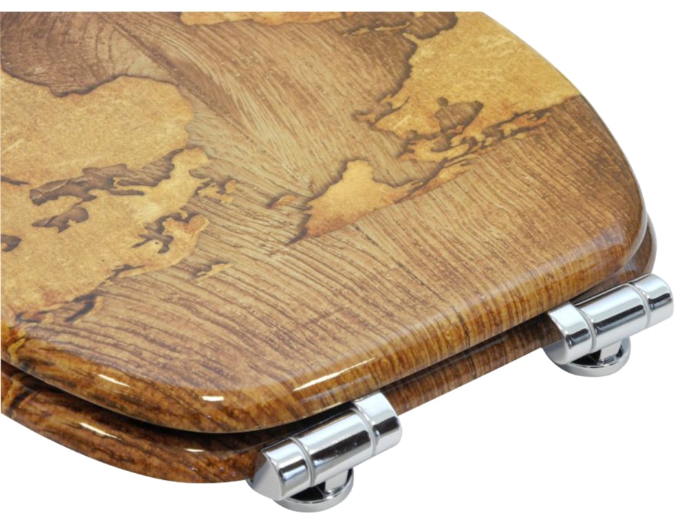 Sanilo Badaccessoire-Set »World Map«, (Komplett-Set, 3 tlg.), bestehend aus WC-Sitz, Badteppich und Waschbeckenstöpsel